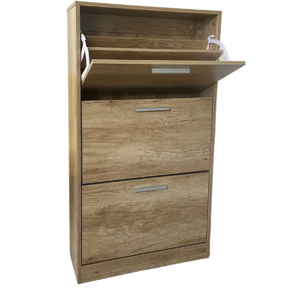 Scarpiera Salvaspazio in Legno 3 Ante Ribalta Profondità Doppia da Ingresso - Rovere 63x24x115cm - 6