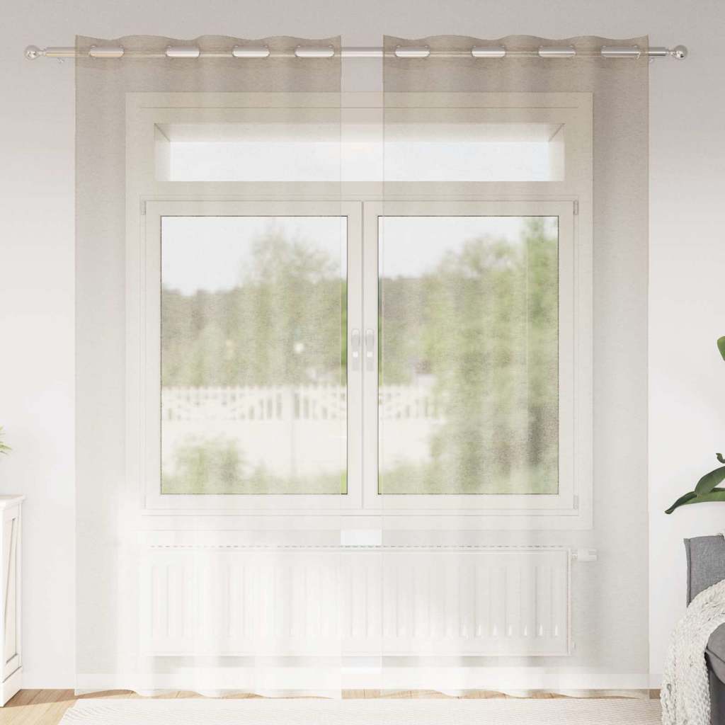 Firany Voile z zasłonami 2 pcs piaskowy 260 x 140 cm Poliester vidaXL