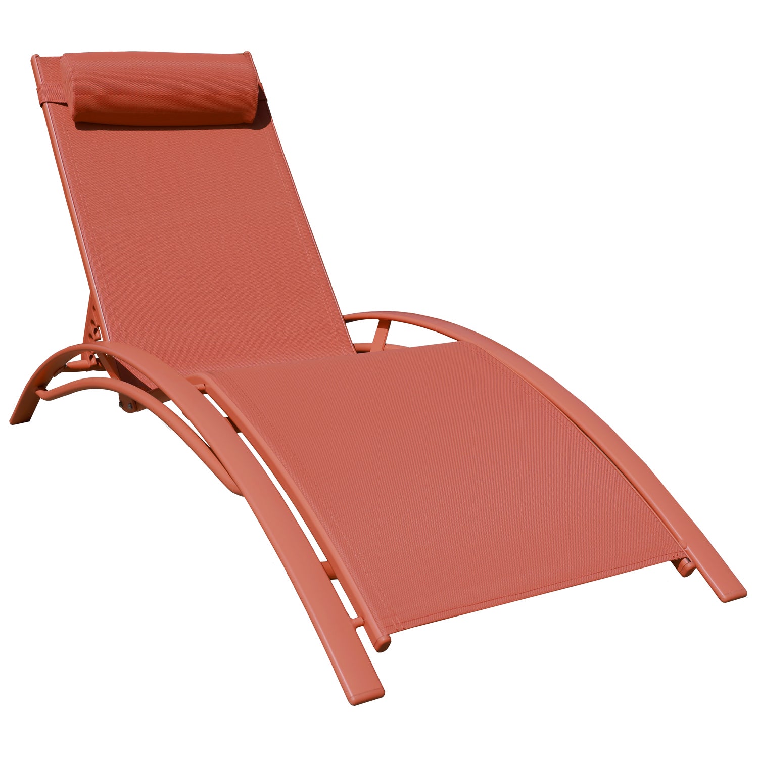 Zestaw 2 leżaków GALAPAGOS w kolorze terakota textilene - terakota aluminium - 3