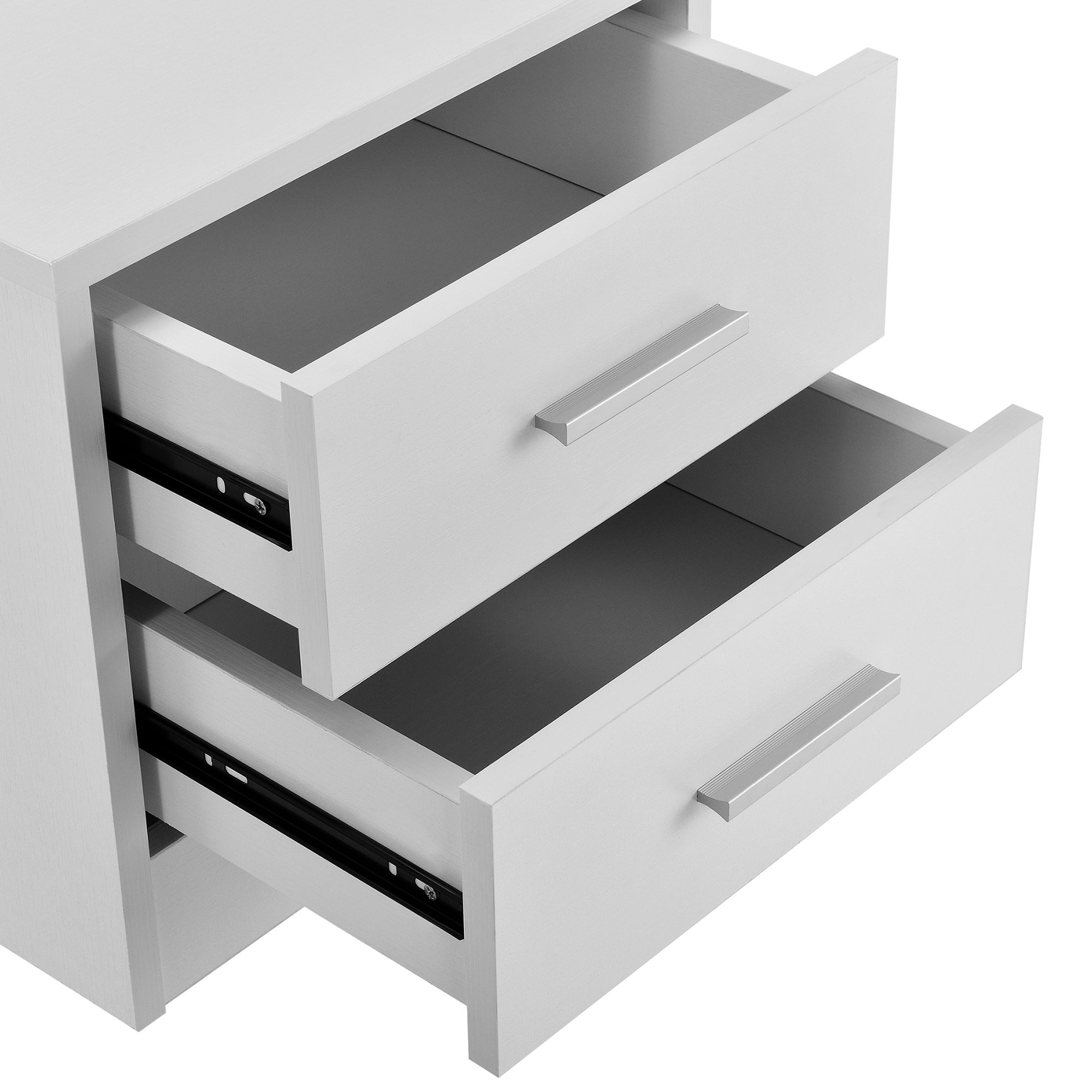 Mesa de cabeceira Jette elegante com 2 gavetas em aglomerado 38 x 34 x 37cm - Branco [en.casa] - 5