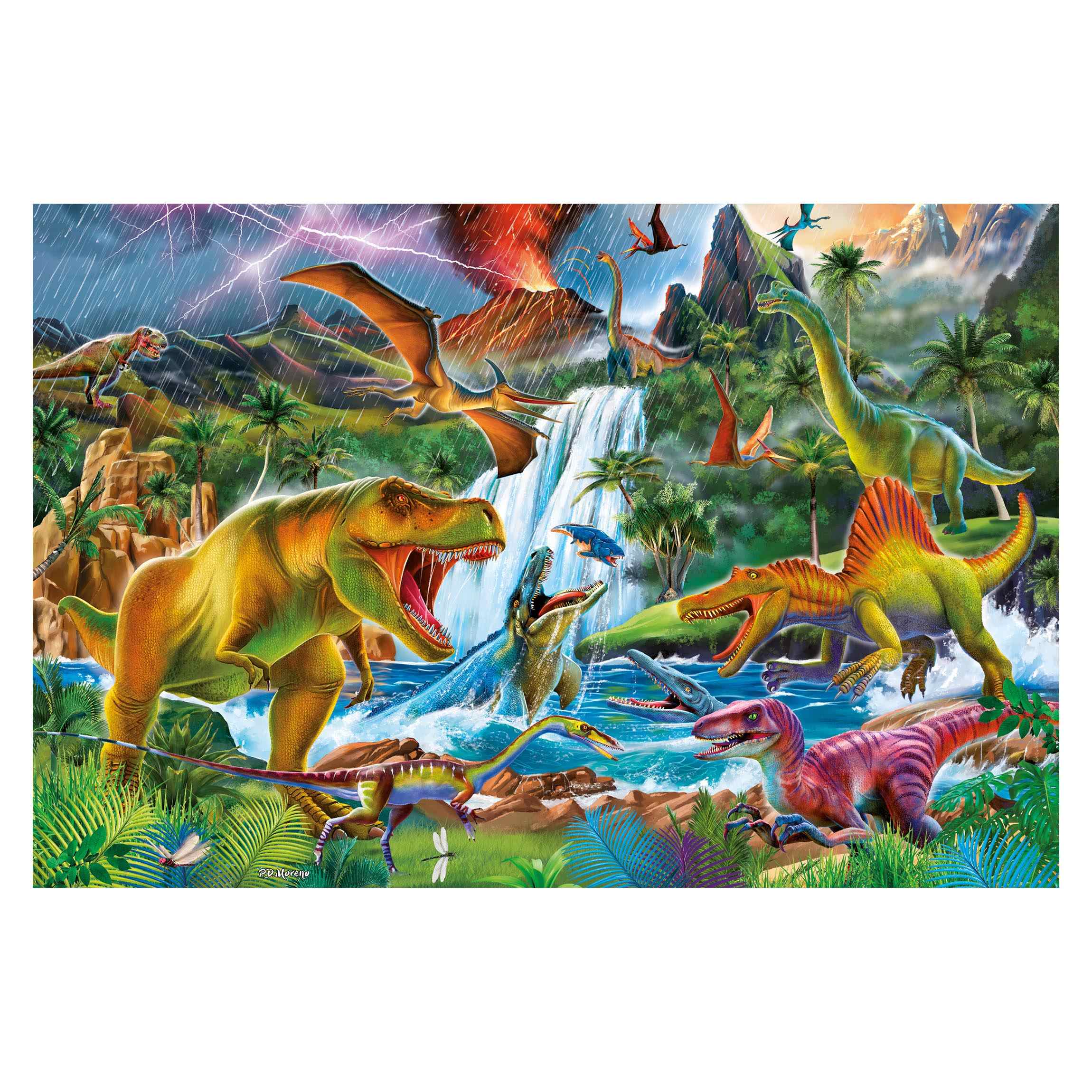 Papel pintado fotomural dinosaurios ilustración animales 283 - habitación infantil niño - tnt 288 x 190 cm smart