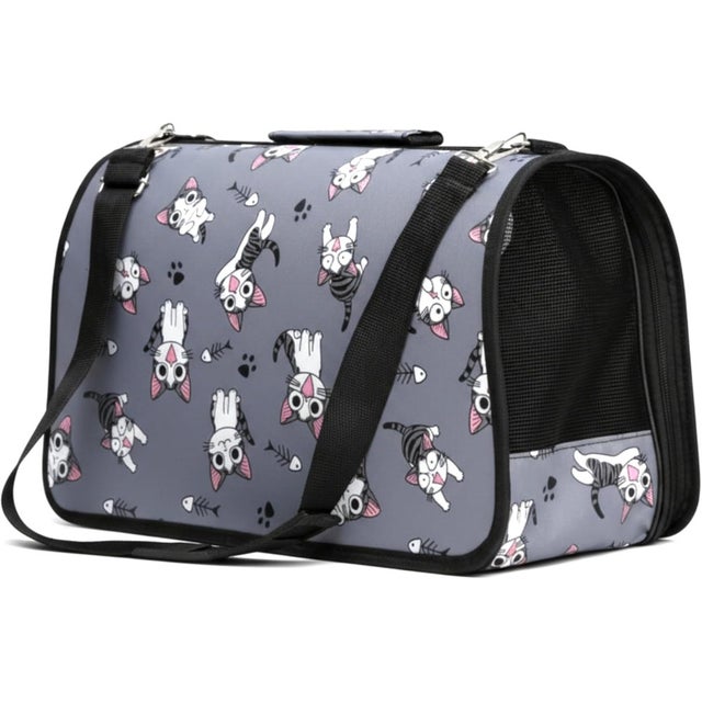 Bolsa de transporte para animais de estimação, ideal para gatos e coelhos. Fecho flexível com fecho de correr. Dimensões: 45 x 27 x 20 cm.