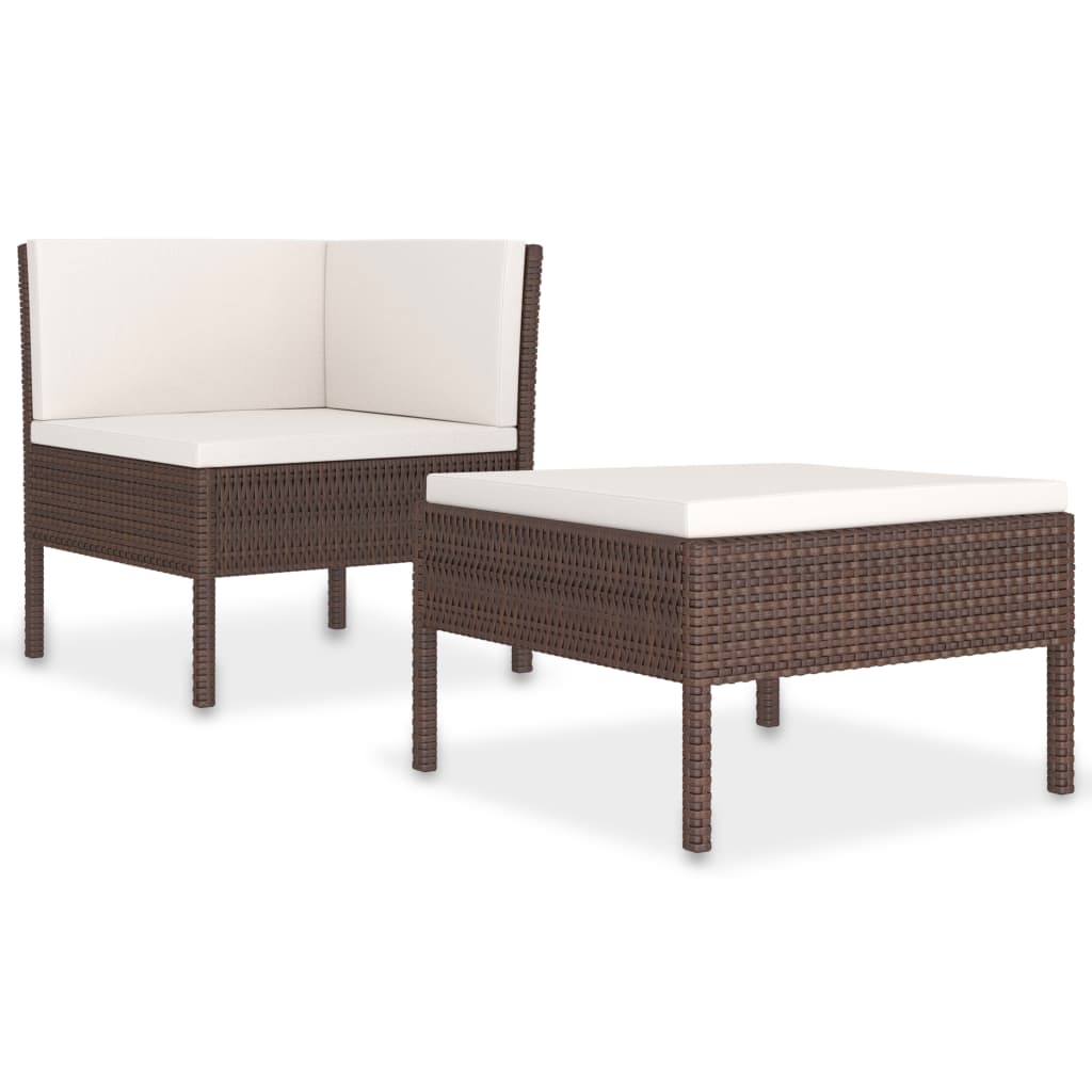 Maison Exclusive - Set Divani da Giardino 2 pz con Cuscini in Polyrattan Marrone - 2