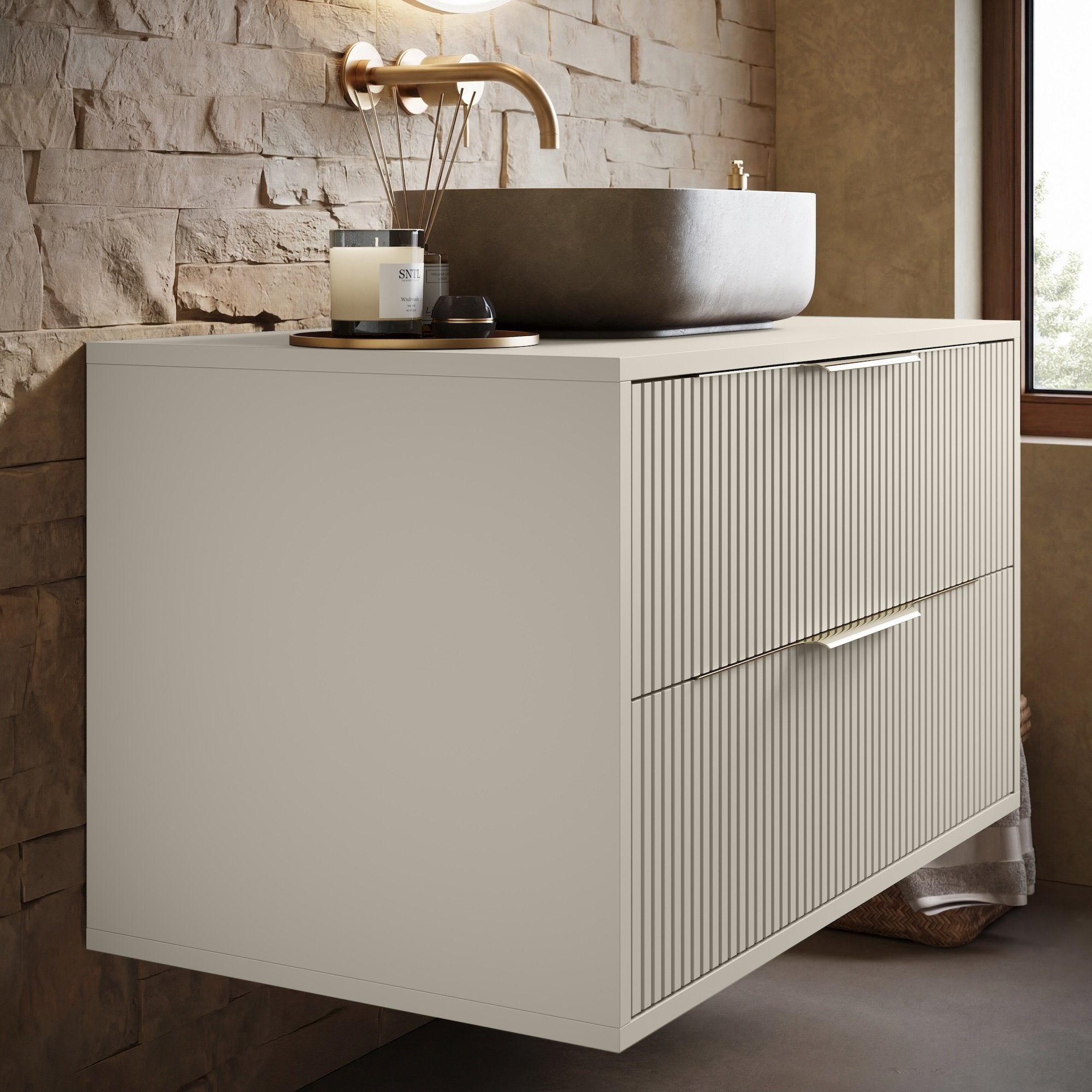 Meuble sous-vasque Rimini 80 cm - Cashmere - Meuble avec tiroirs - 3