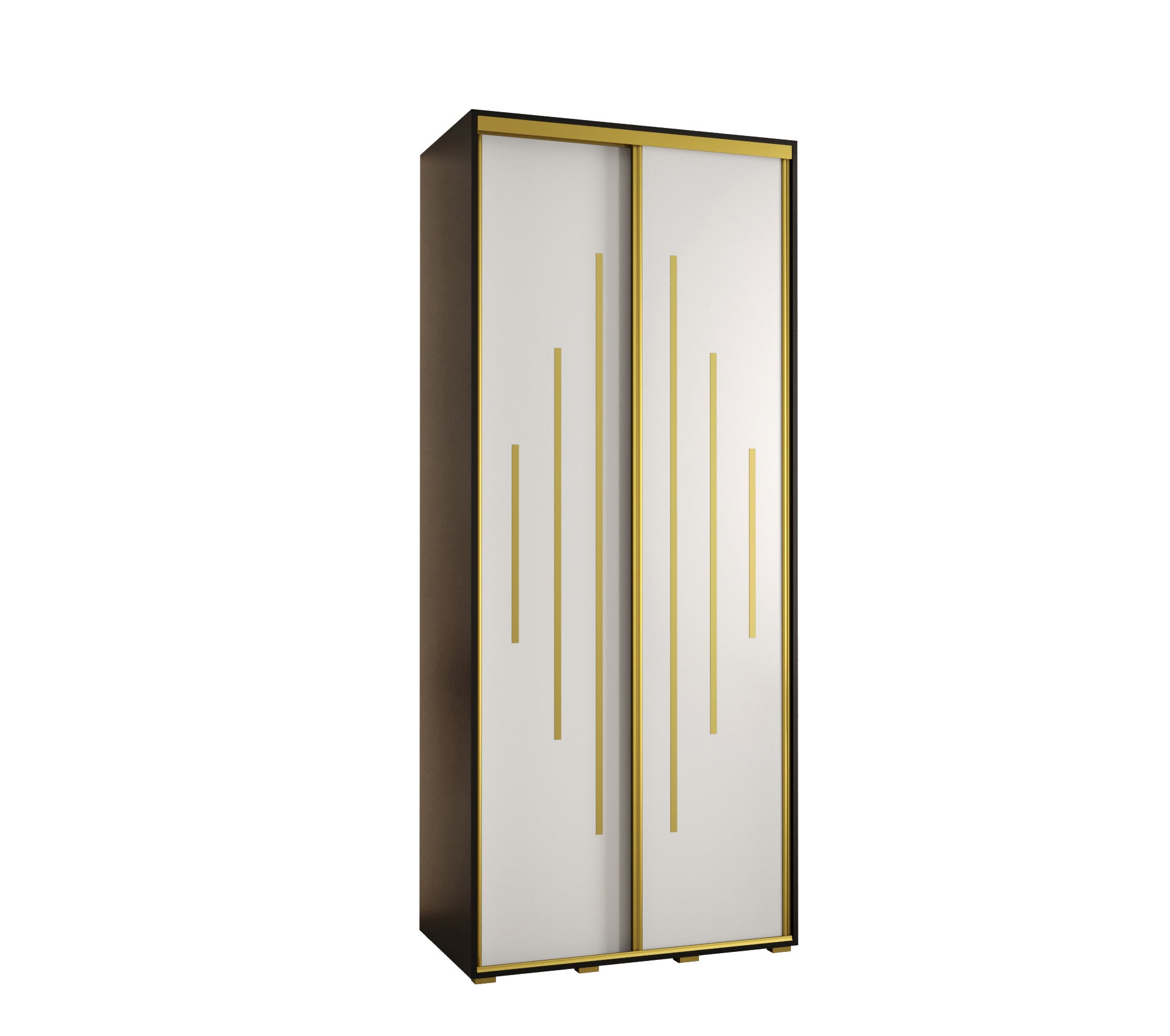 Szafa przesuwna wysoka Davos 12 120 x 45 x 235,2 cm czarny + biały + u. złoty - Abiks Meble