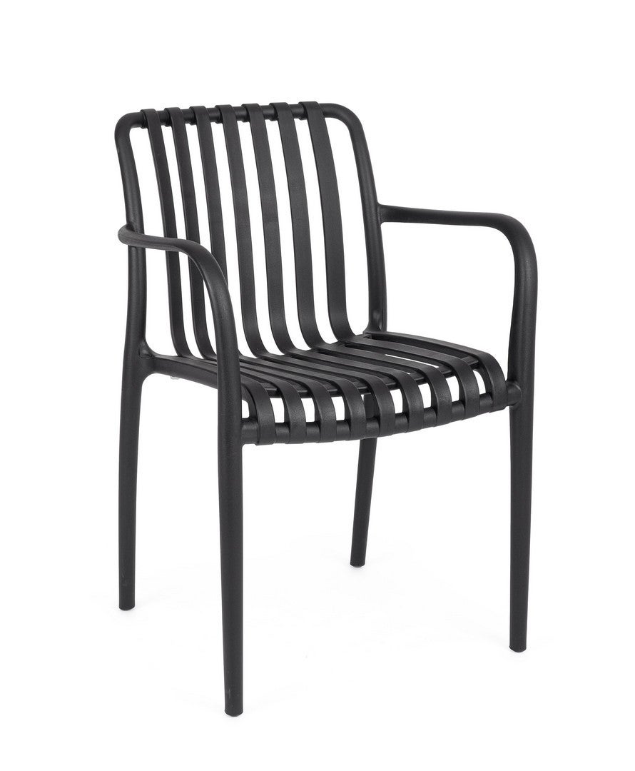 Zestaw 6 krzeseł z polipropylenu, odpornych na promienie ultrafioletowe, w kolorze czarnym, do użytku wewnątrz i na zewnątrz