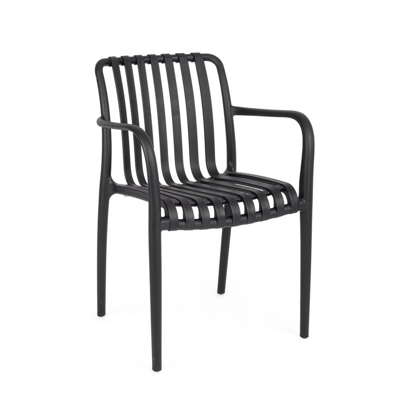 Zestaw 6 krzeseł z polipropylenu, odpornych na promienie ultrafioletowe, w kolorze czarnym, do użytku wewnątrz i na zewnątrz