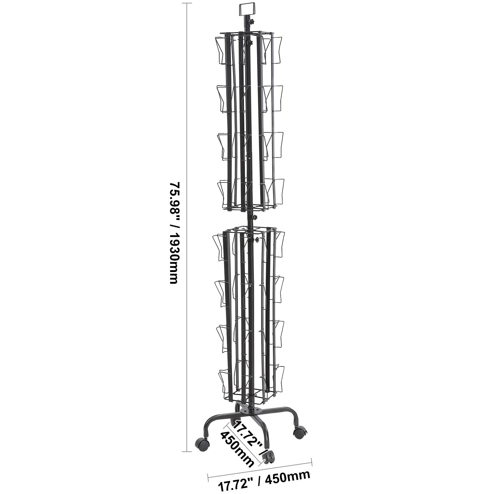 Présentoir de cartes de vœux,SucceBuy 32 poches pour cartes postales,support rotatif à 360° avec support de panneau et 4 roues (2 verrouillables) - 2
