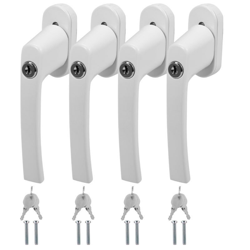 Diseño de manija de ventana, perilla de bloqueo bloqueable, manijas de ventana de aluminio pulido blanco para balcón, 4x