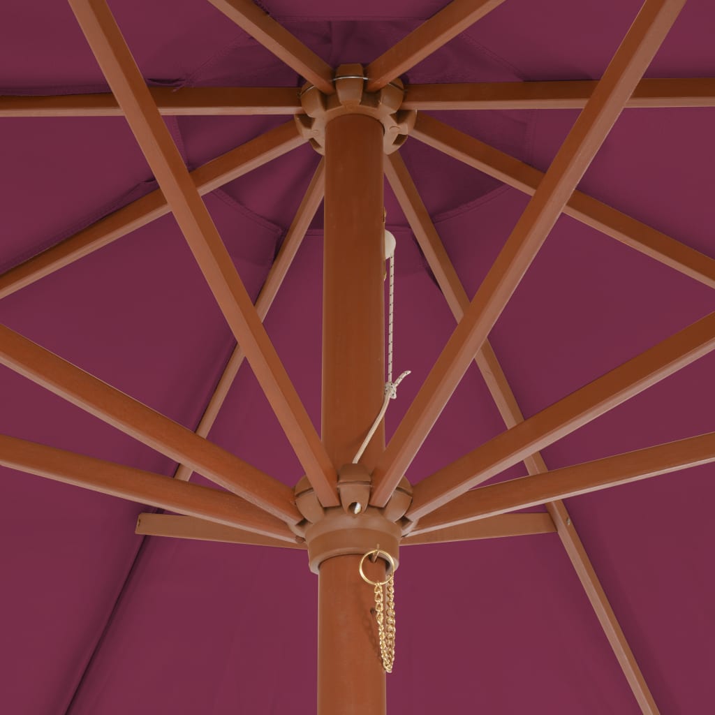 Parasol avec mât en bois 300cm Rouge bordeaux - 2
