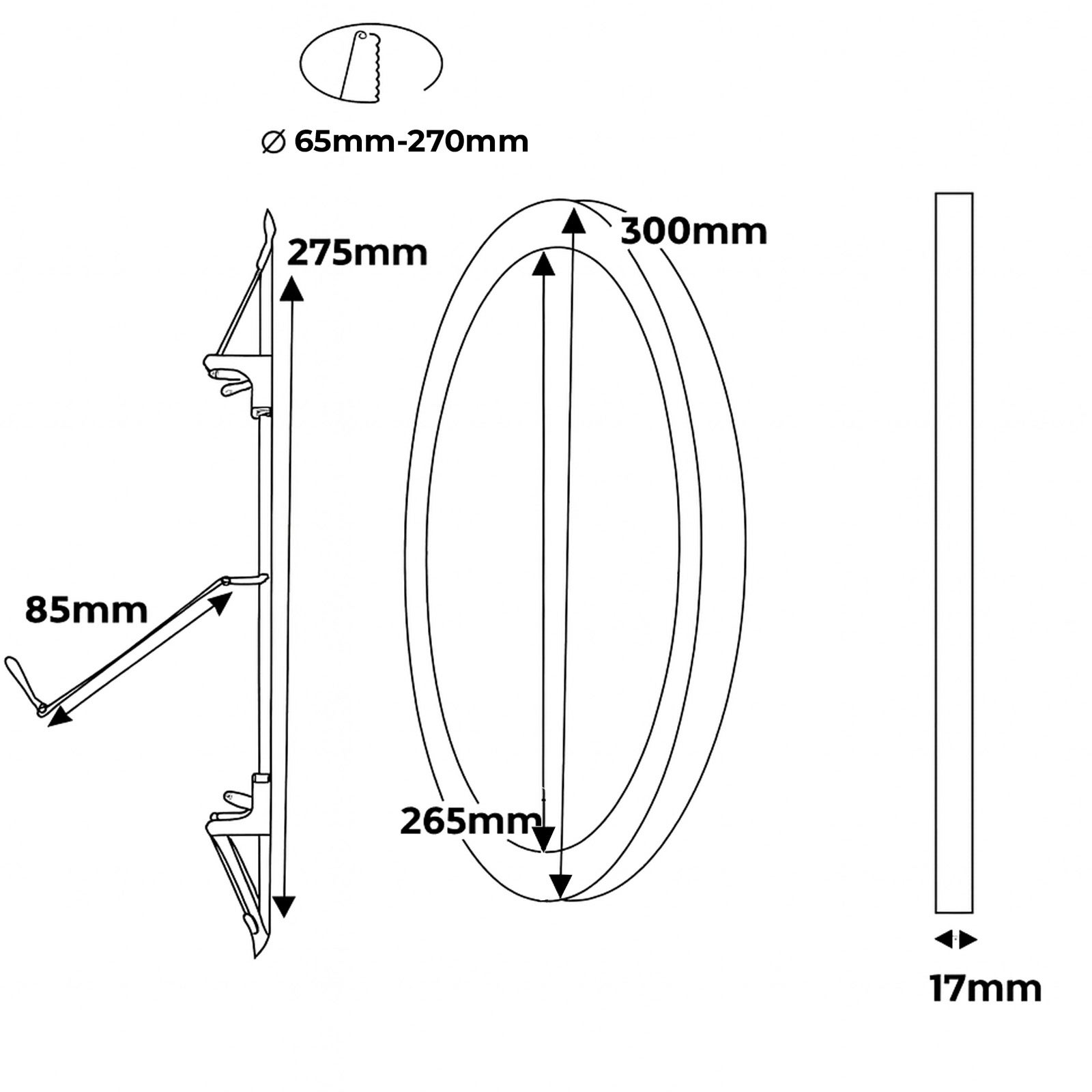 Plafón LED Circular Ø300 mm 24W IP44 empotrable/superficie negro, CCT 3000K-4000K-6000K, corte ajustable Ø65-270 mm, diseño ultrafino 17 mm. - 8