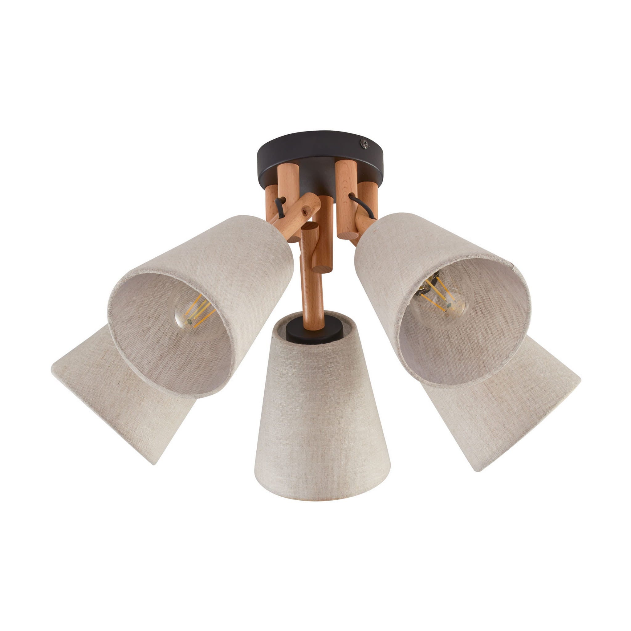 Lampa wisząca Vaio czarna-jasne drewno-szara 5xE27x15W wym: 30 x 50 x 50 cm metal TK Lighting