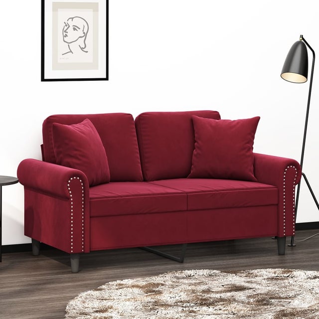 Coussins décoratifs, 2 pièces, velours rouge bordeaux, pour le salon, 40 × 40 cm