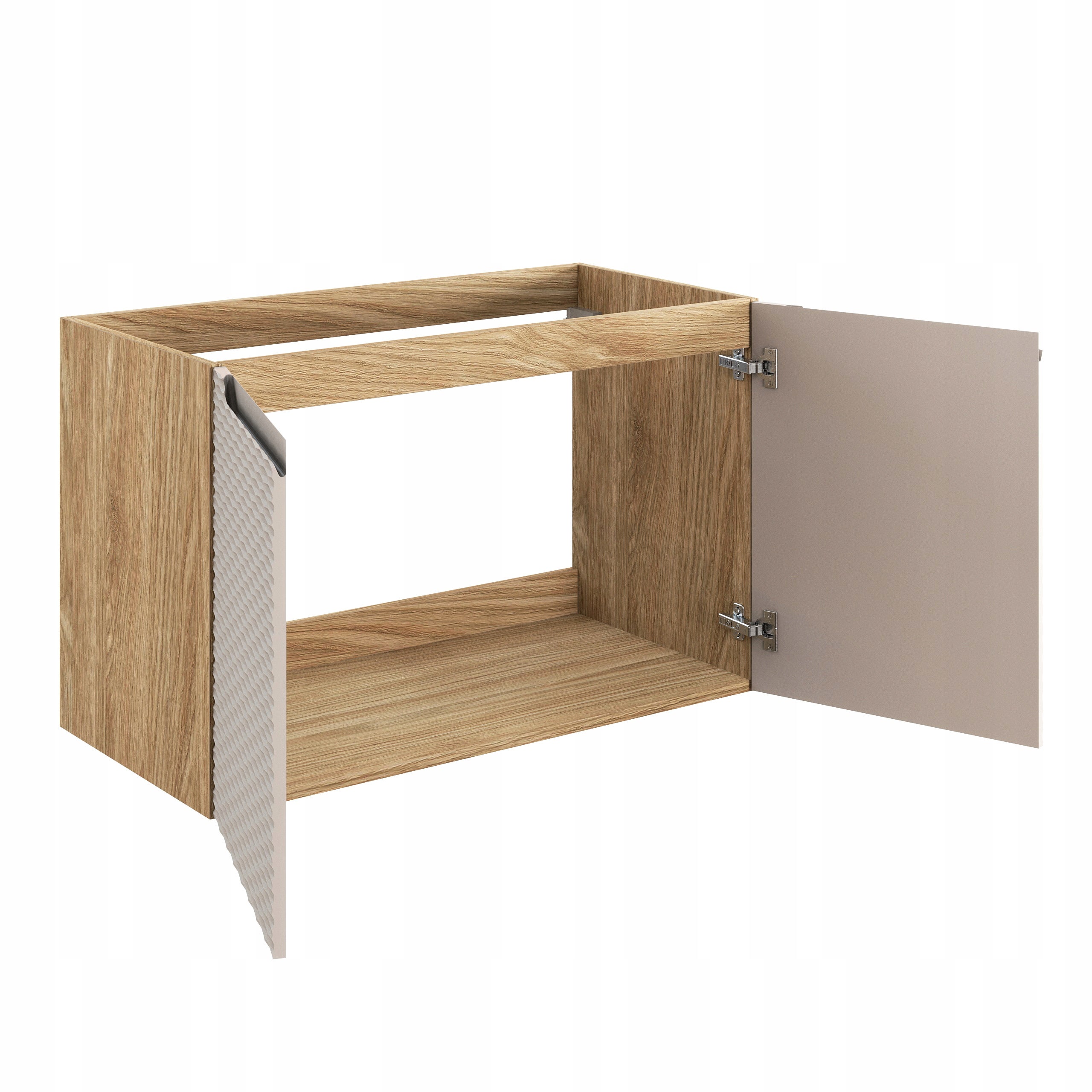 Szafka łazienkowa OCEAN 90 cm beżowa dąb olejowany front 3D MDF wisząca - 7