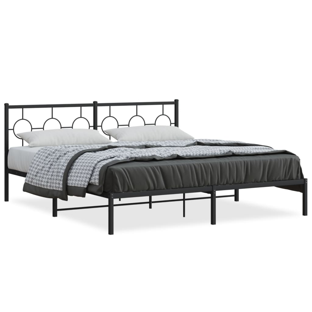 Estructura cama sin colchón con cabecero metal negro 180x200 cm vidaXL - 2