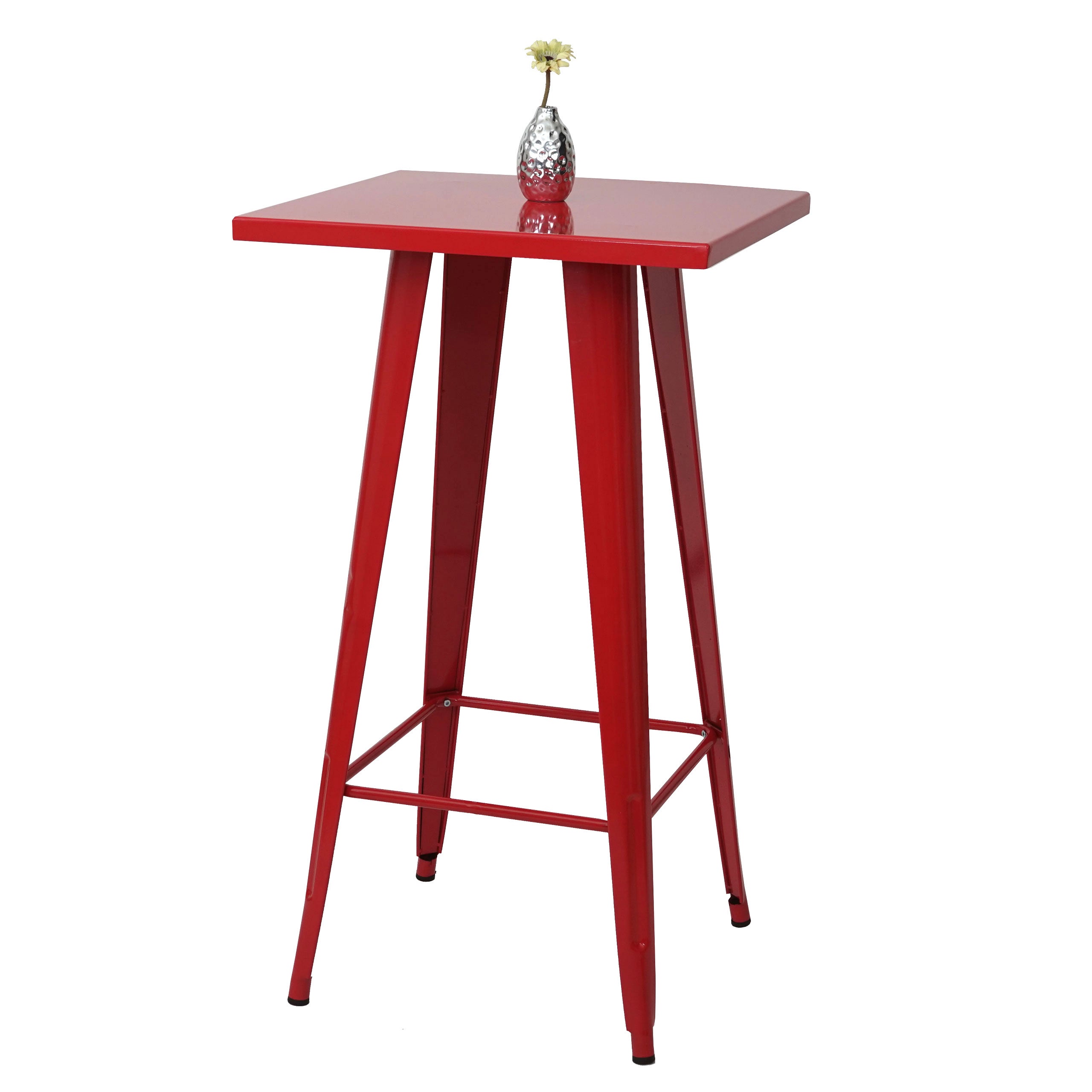 Wysoki stolik HWC-A73, stolik barowy bistro, metalowy wzór przemysłowy 105x60x60cm ~ czerwony