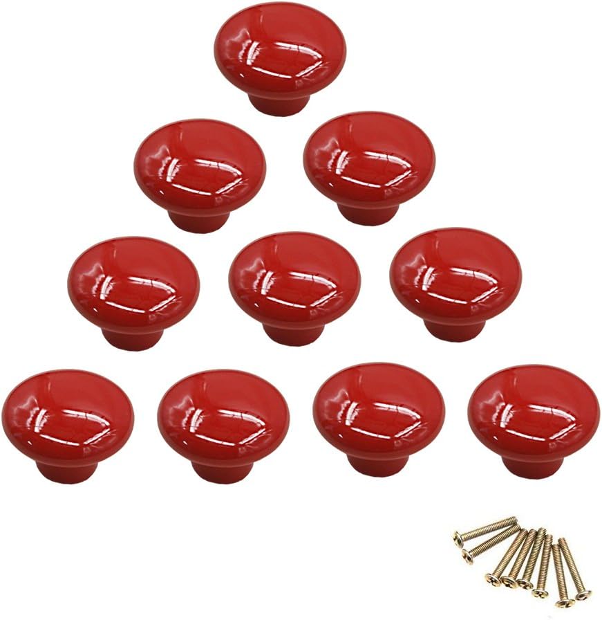 Zestaw 10 kolorowych, okrągłych, ceramicznych, jednootworowych gałek do szafek, szuflad, szafek, komód i drzwi