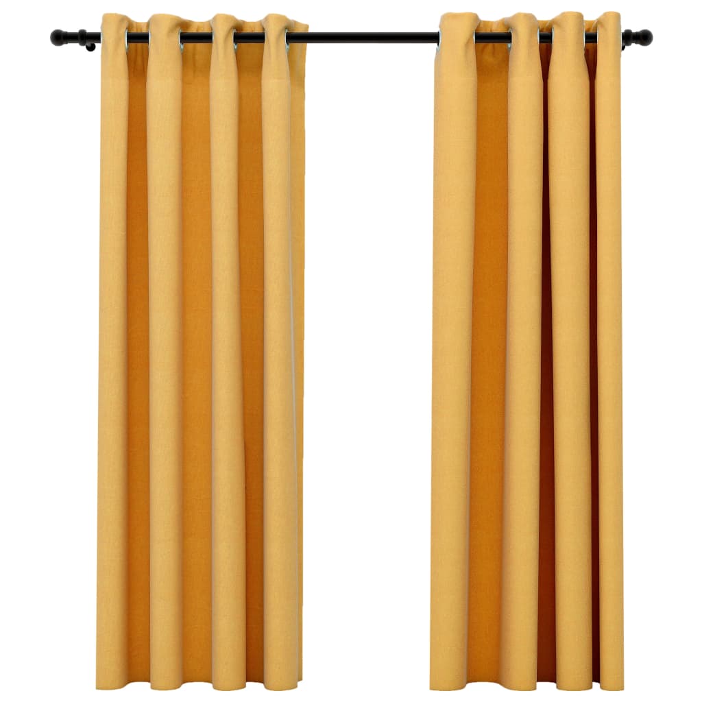 2 piezas cortinas opacas | cortinas oscurantes con ojales look lino amarillo 140x175 cm cfw31269