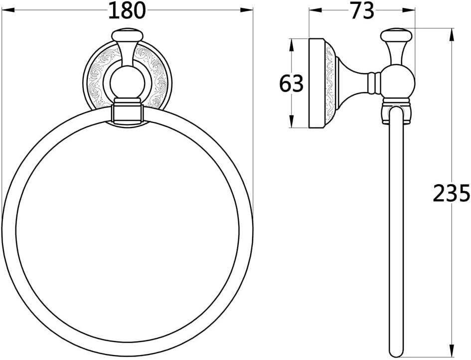 1 Pièces Rétro Solide cuivre individuellement Anneau porte-serviettes Barres porte-serviettes de porte-serviettes, Minimal classic avec revêtement - 3