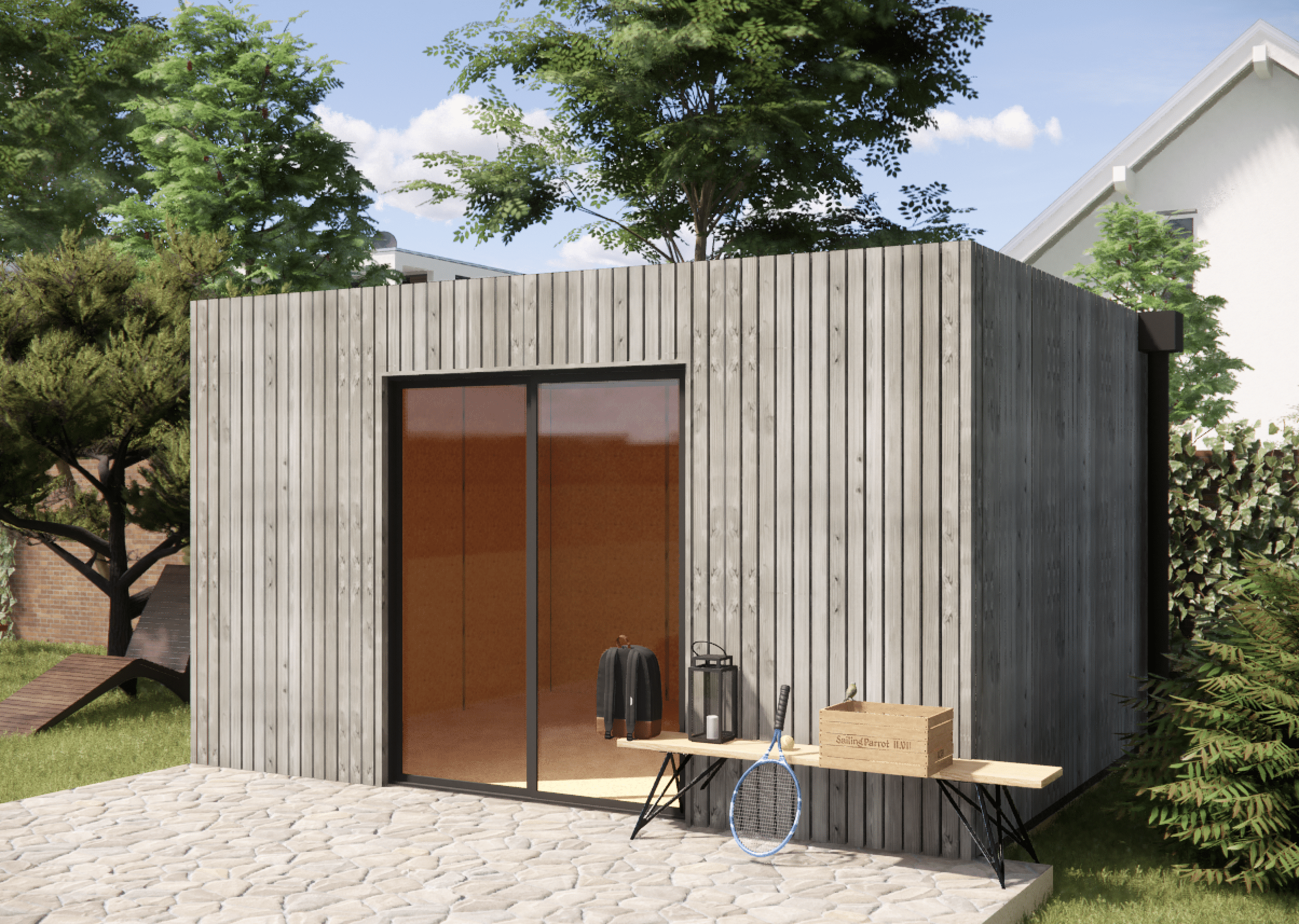 Dépendance de jardin à louer en bois 4,4 x 3,5 x 2,7 m / menuiseries alu k-line - 6
