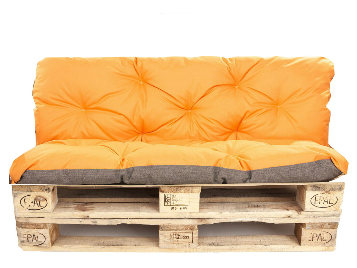 Cojines palets 120x60 asiento y respaldo 120x60cm, cojín palets exterior naranja, cojines palets, cojines para sofá de jardín