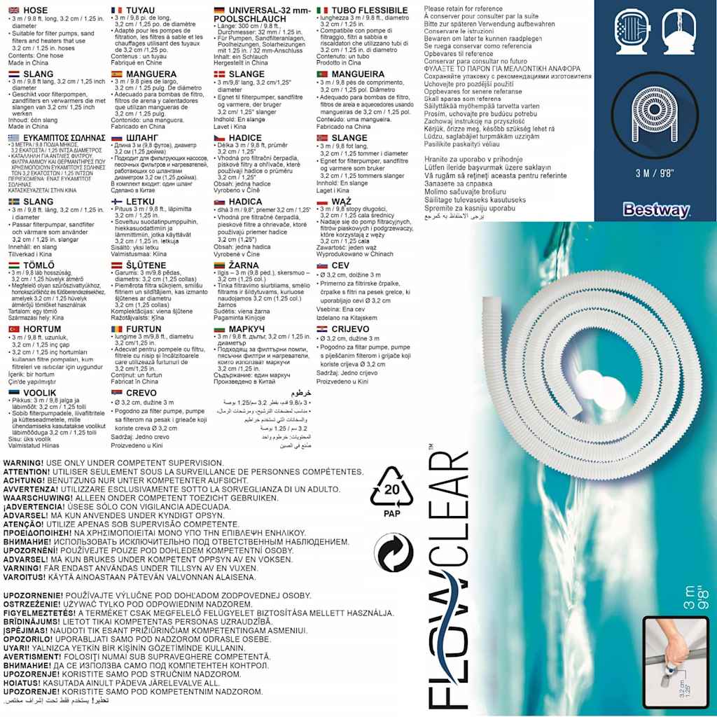 Pompe Filtre Tuyau A1-A2-1C-2D-2E mm 32 m 3.0 Bestway BW58369 - 9