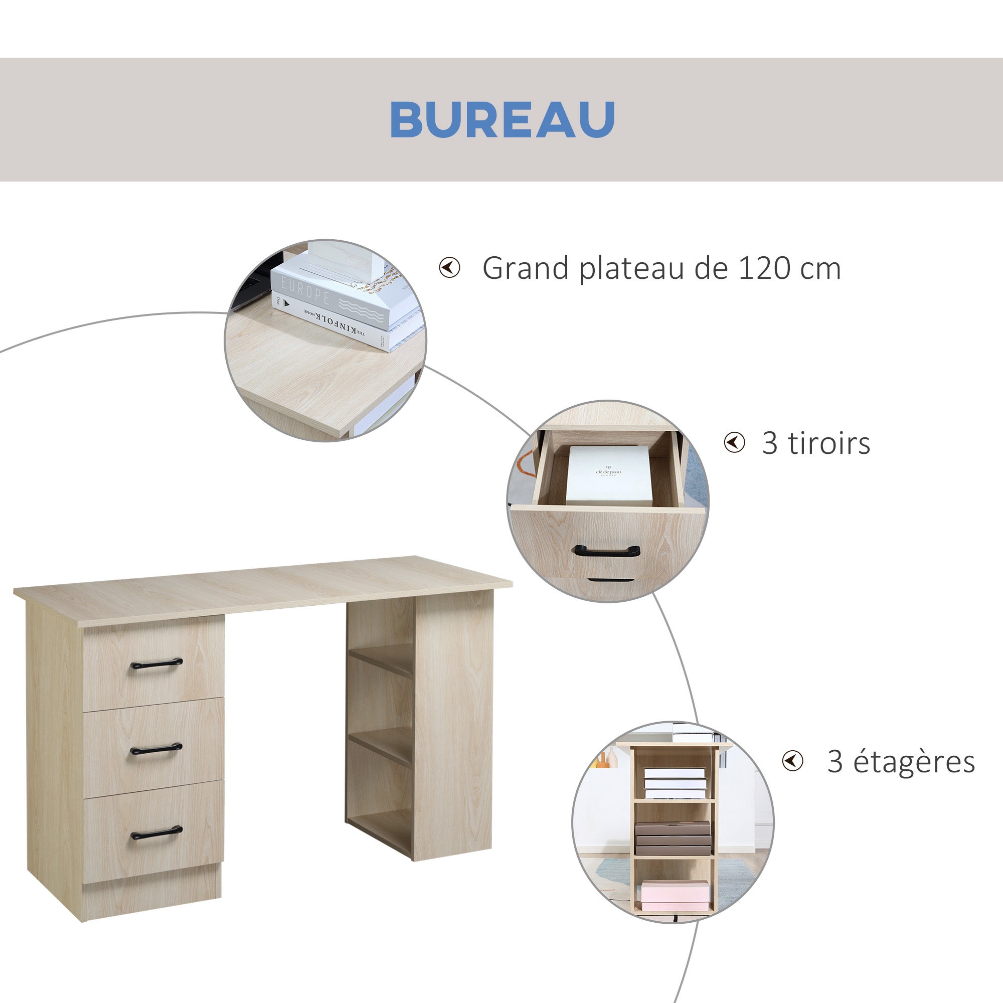 Bureau informatique Panneaux de particules HOMCOM - 4