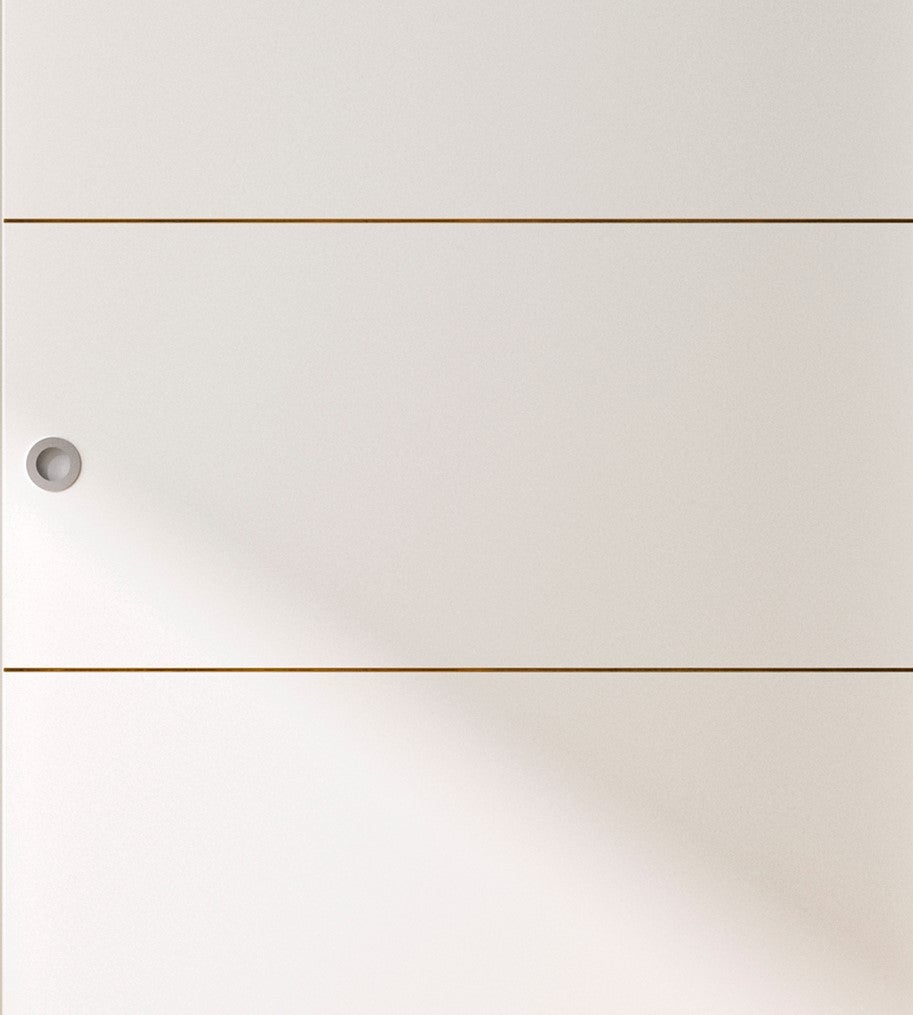 Kit porte coulissante 4 lignes - blanc lignée - + rail 2 amortisseurs + cache rail blanc - H 204 cm x L 83 cm - 5