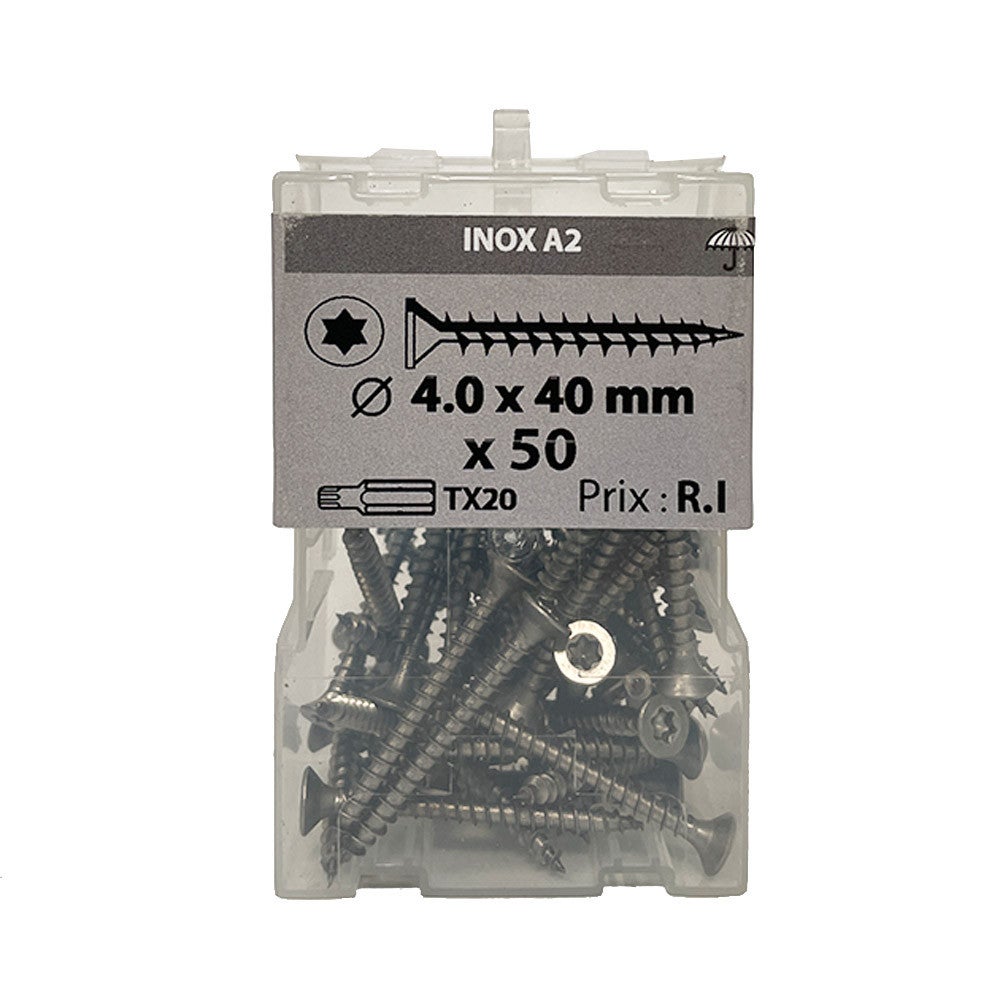 Boite 50 vis agglo 4 x 40mm tête fraisée Torx filetage partiel | Leroy ...