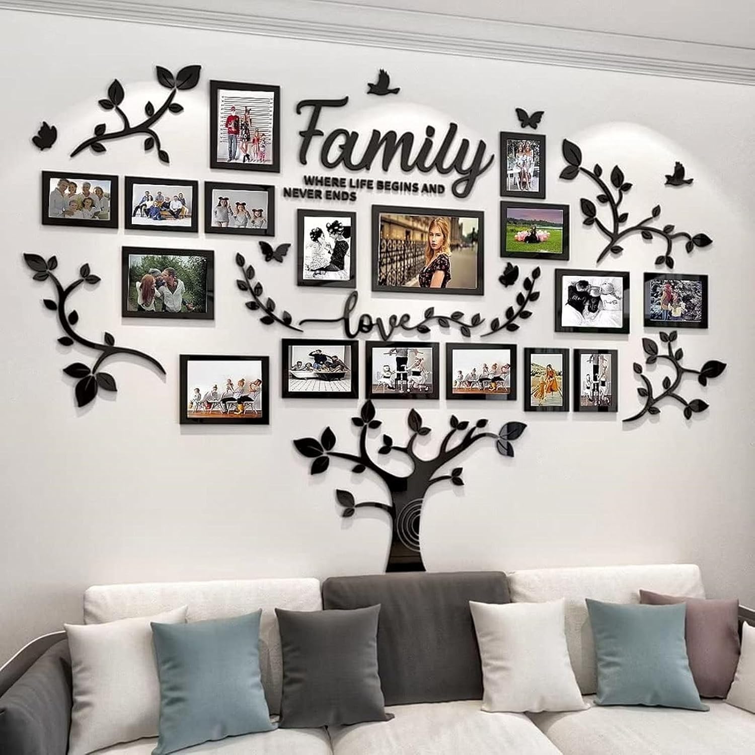 Autocolante de perete cu copaci Autocolant de perete 3D DIY Ramă foto Autocolante de perete Arte Decorațiuni interioare Dormitor Cameră de zi