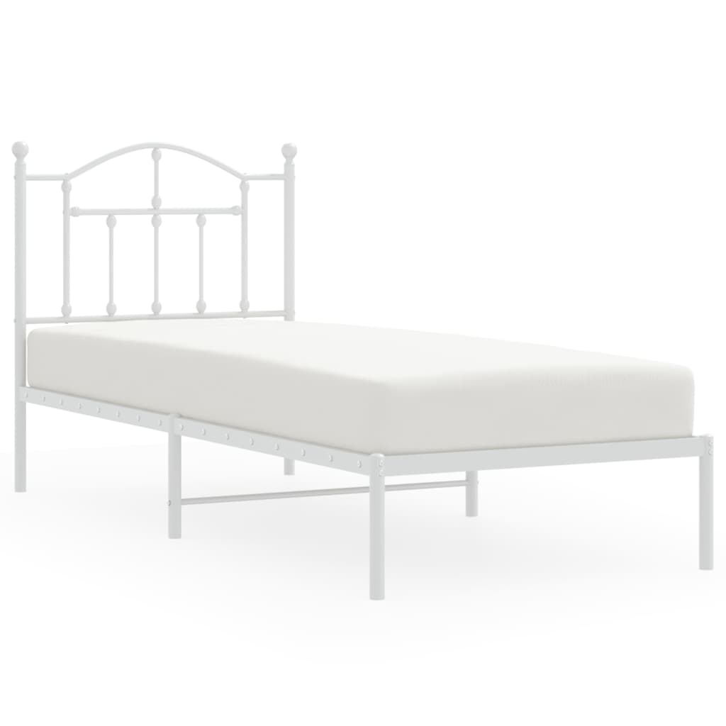 Łóżko Metalowe Białe Rama Łóżka Ze Stelażem Do Pokoju Sypialni 80x200 cm