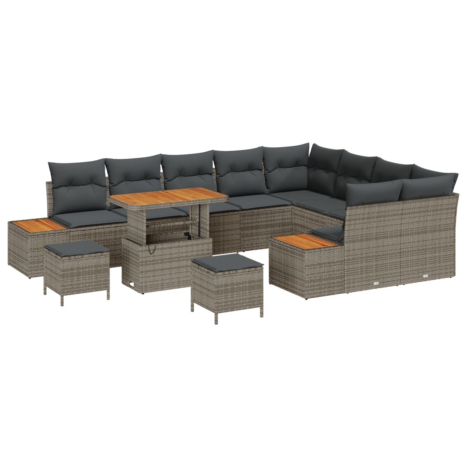 Zestaw Sof na Ogród 12 pcs Szary polirattan vidaXL