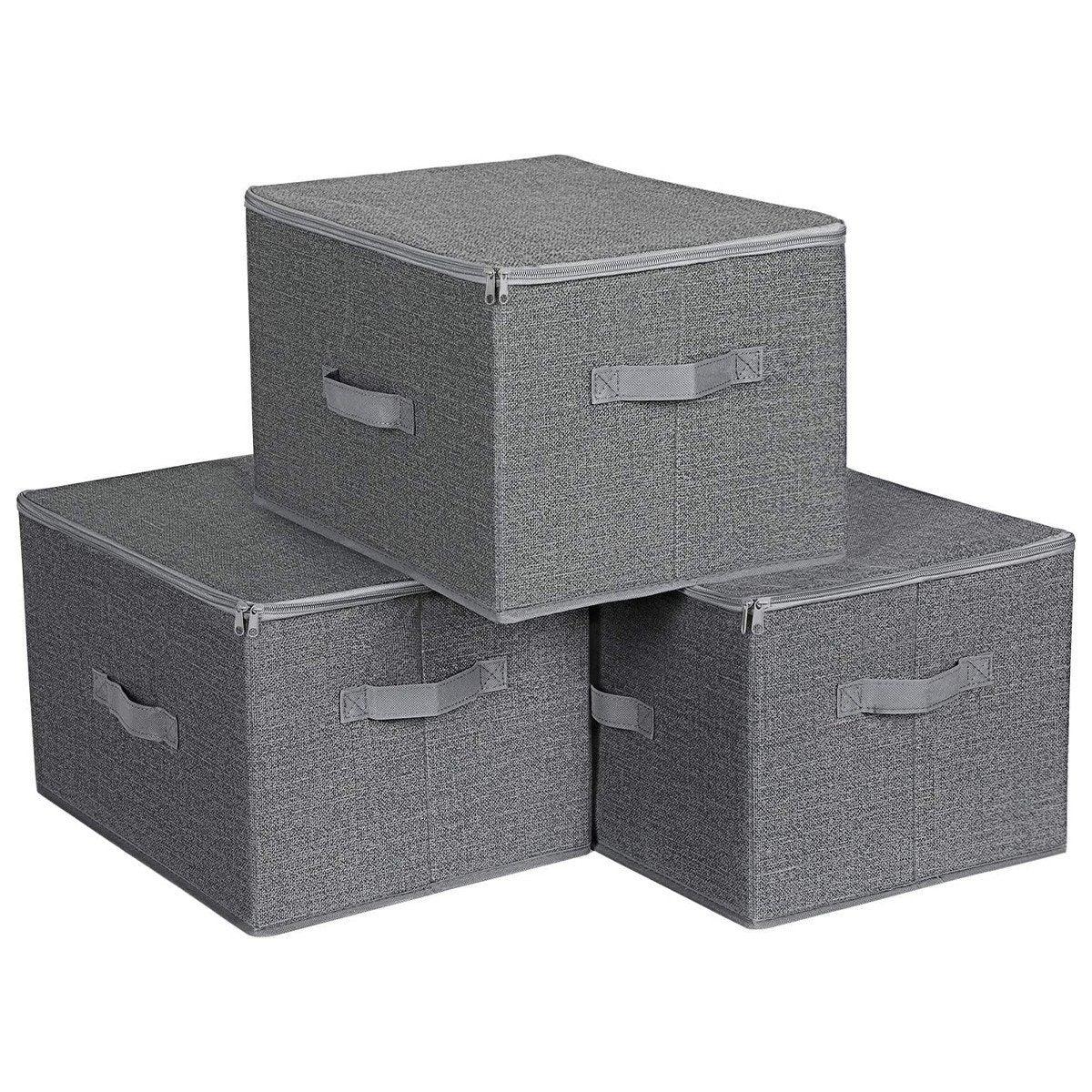 Boites Rangement Boîtes de rangement grises pliables avec poignées et couvercle - L40 x ...