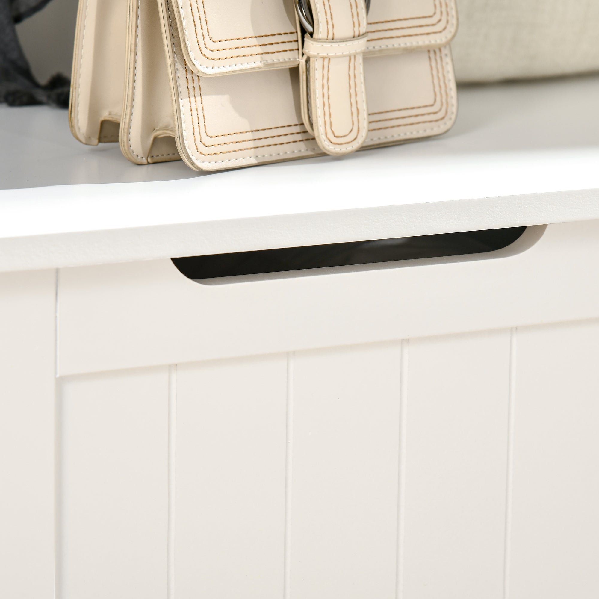 HOMCOM Appendiabiti Con Panca Contenitore In Mdf, Per Casa E Ingresso, Max.100kg - 71.5 X 39.5 X 170cm, Bianco - 8