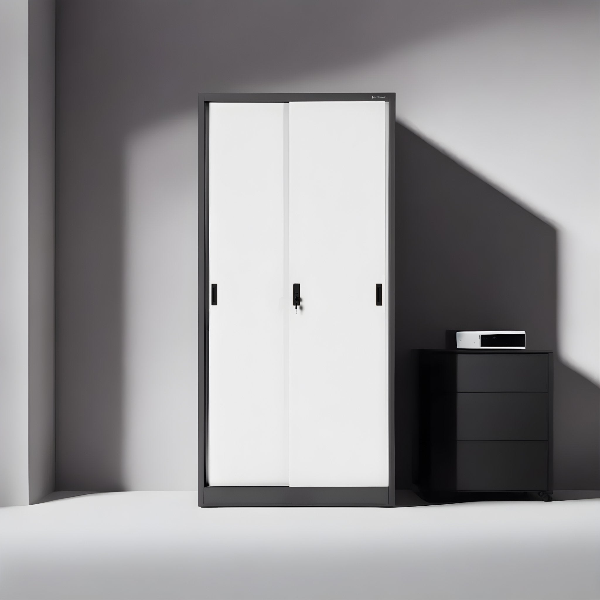 Armoire de Bureau Armoire Métallique à Portes coulissantes tôle d'acier étagères revêtement en Poudre 185 cm x 90 cm x 40 cm Anthracite/Blanc - 5