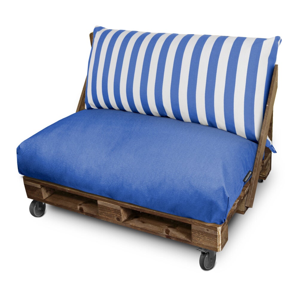 Cojín para palets toldotex azul respaldo 120x45x25 (rayado)