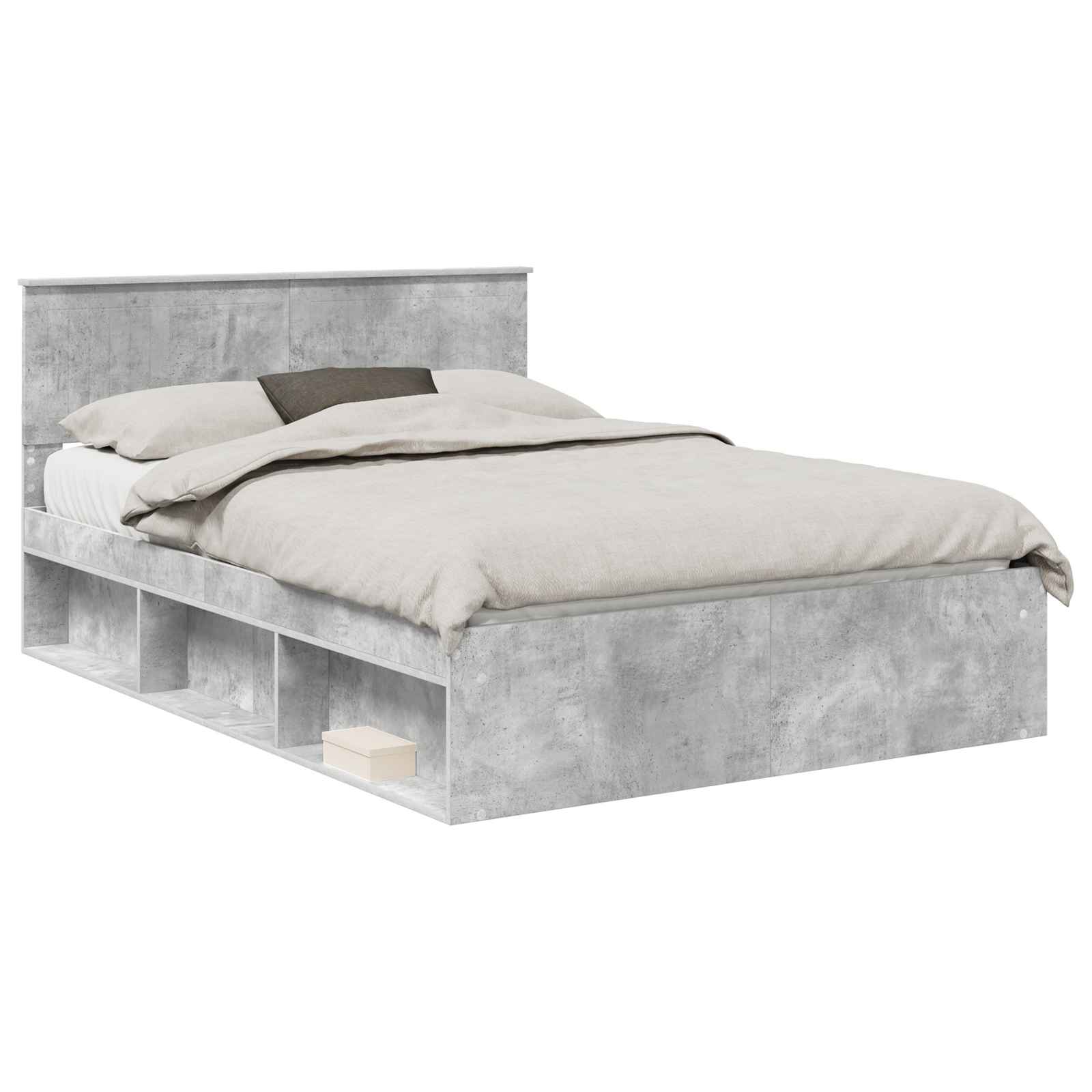 Cadre de lit gris béton 135 x 190 cm en pin massif - 2