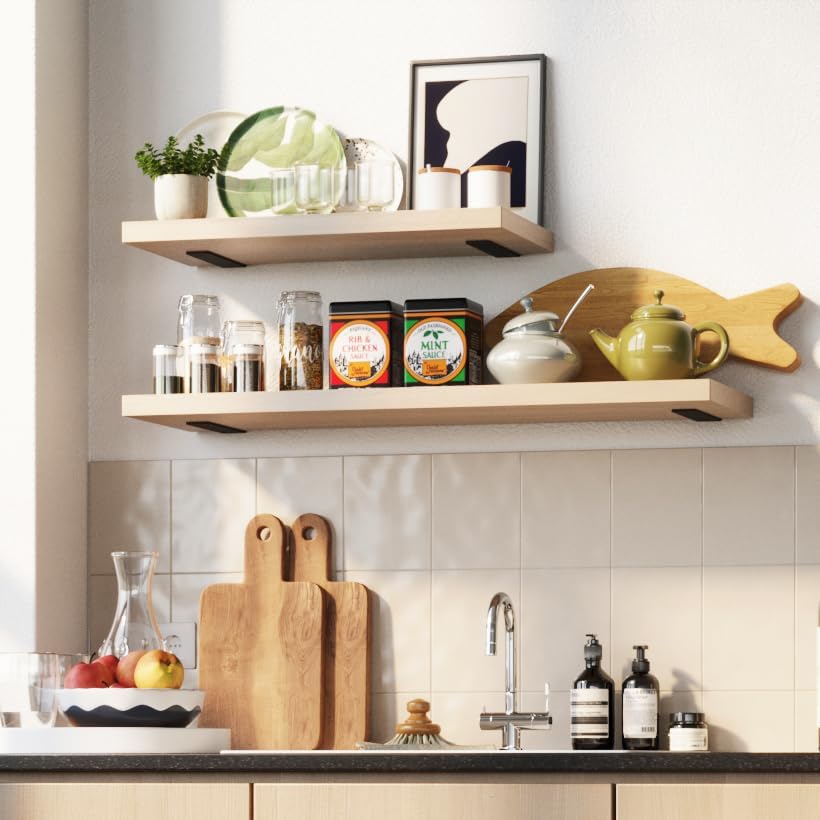 Supports d'étagère robustes (25 cm) en métal noir (épaisseur 5 mm), lot de 2, plus de 72 kg - 2