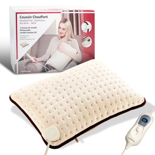 FISHTEC, Almohadilla eléctrica cálida y acogedora 100W, 3 niveles de calefacción ajustables, control con mando a distancia extraíble