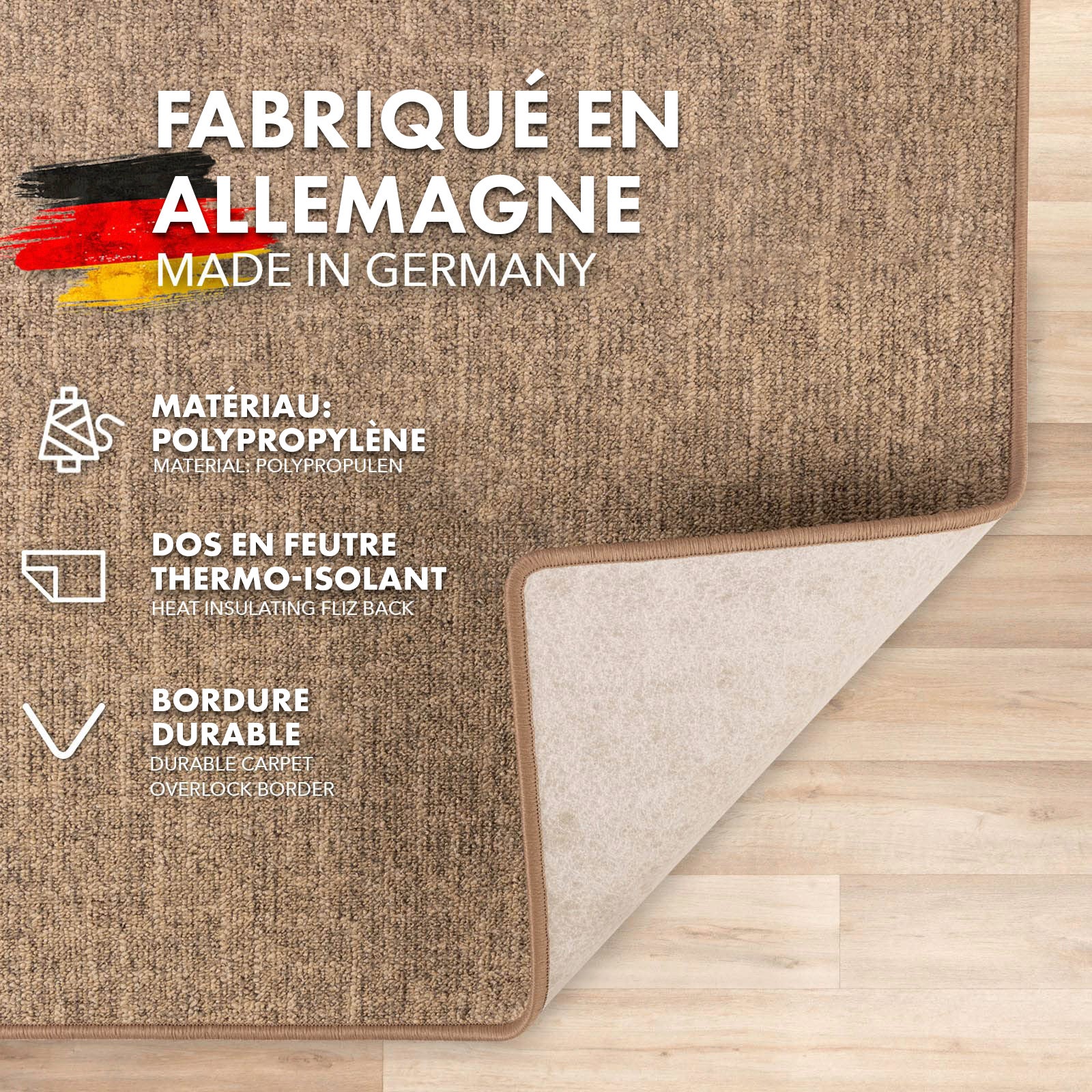 Tapis pour espaces de vie Alto, bouclé plat, Beige, 80 x 250 - 2