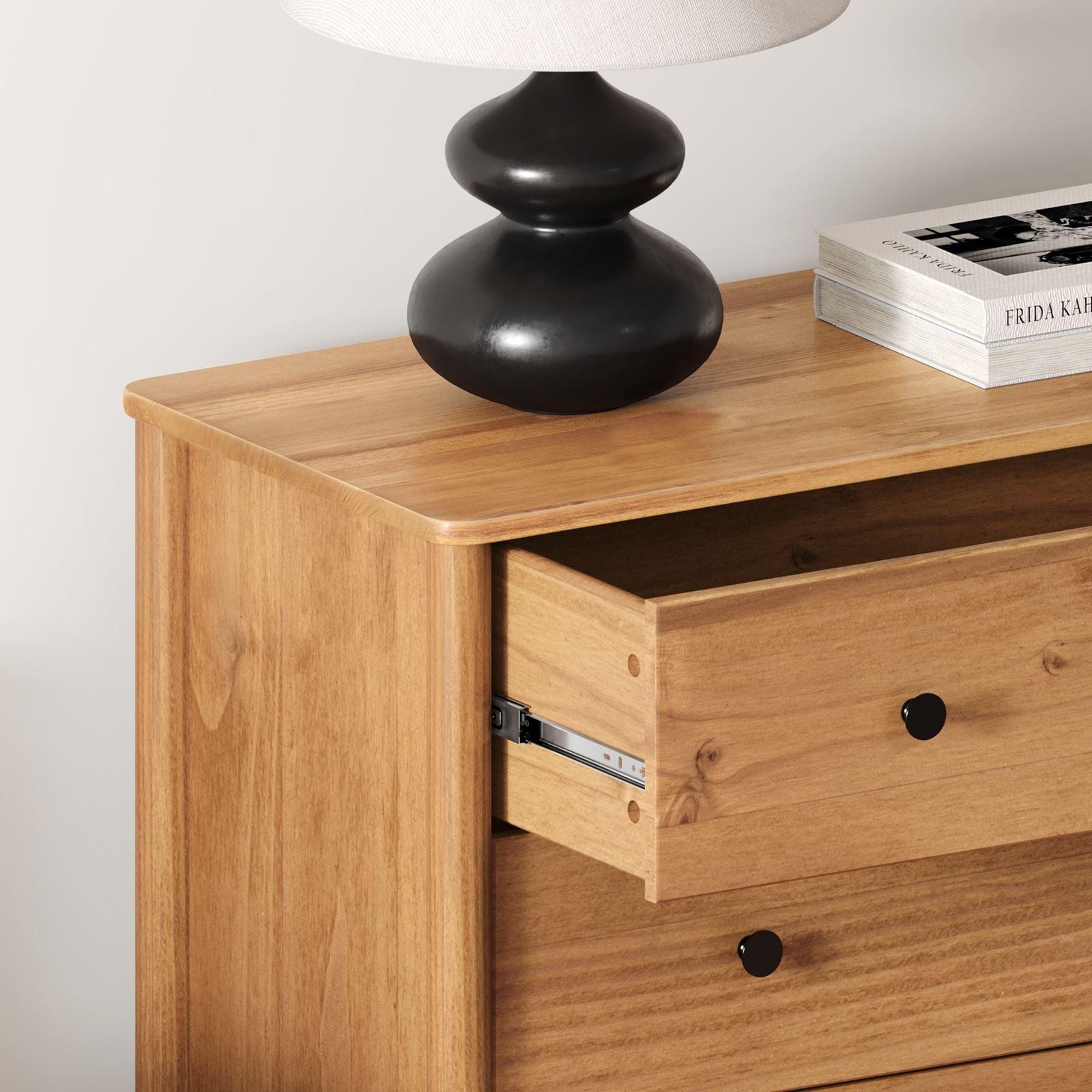 Commode APOANA 4 tiroirs en bois massif - Coloris chêne - 6