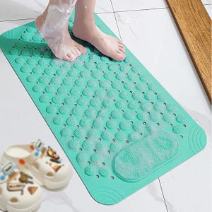 Alfombra de baño antideslizante con agujeros de drenaje y ventosas para masaje de pies, apta para bañera, ducha y baño(50x80cm verde) | Leroy Merlin Alfombra de baño antideslizante con agujeros de drenaje y ventosas para masaje de pies, apta para bañera, ducha y baño(50x80cm verde) | Leroy Merlin