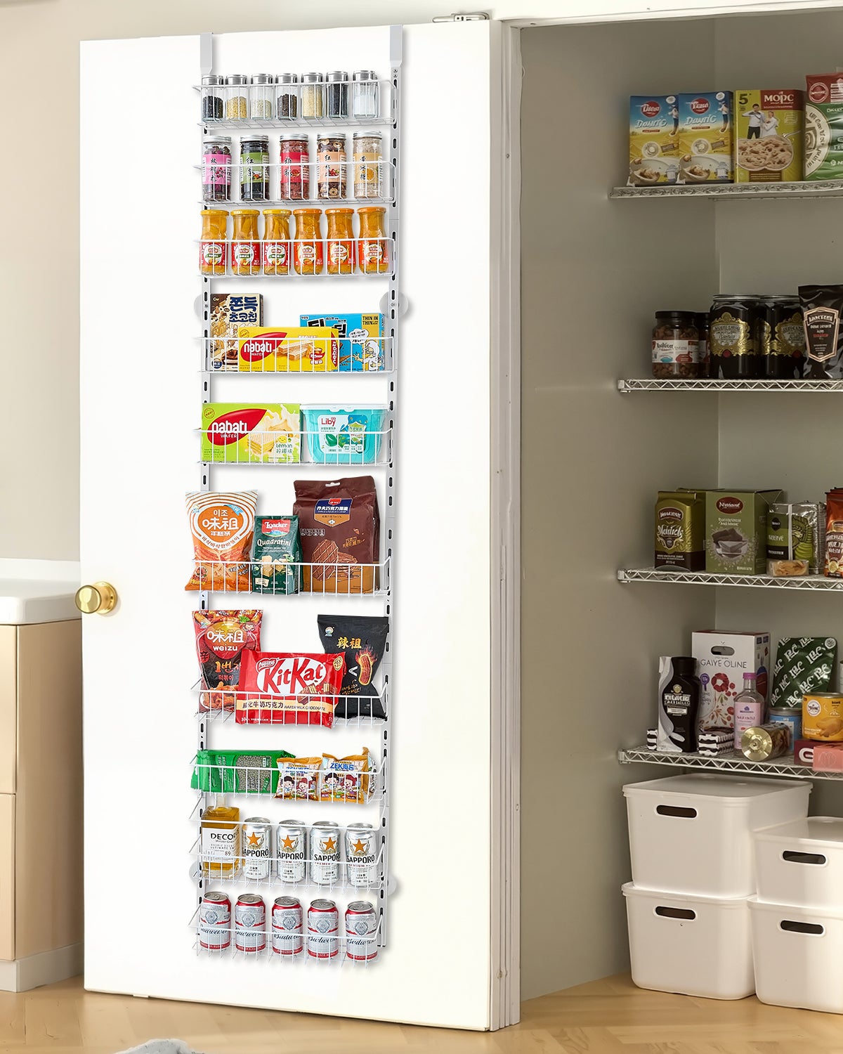 Organizer do spiżarni, ścienny, 10-poziomowy, stojak na przyprawy, biały, kuchenny VEVOR