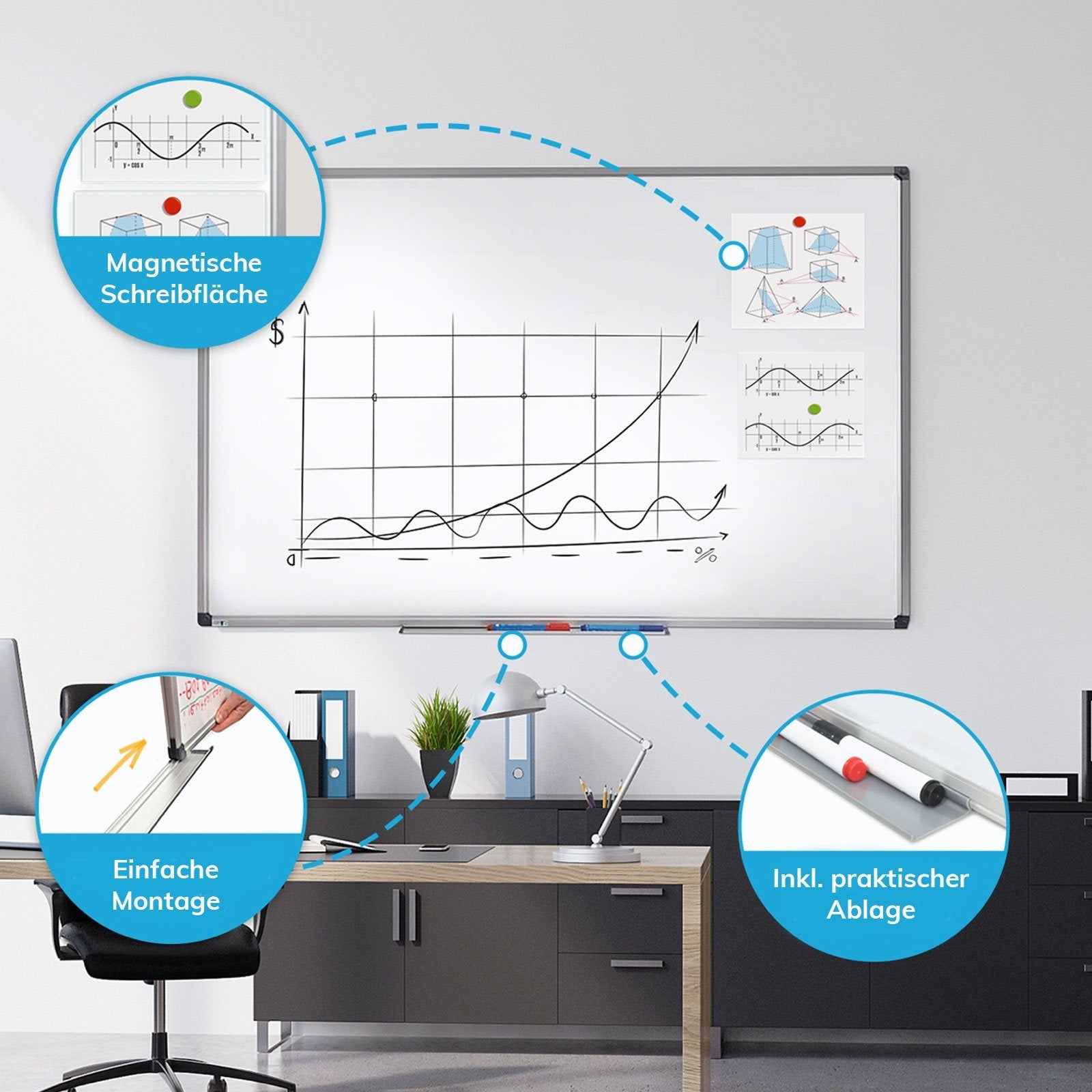 Tableau blanc magnétique, 45 x 60 cm - 2
