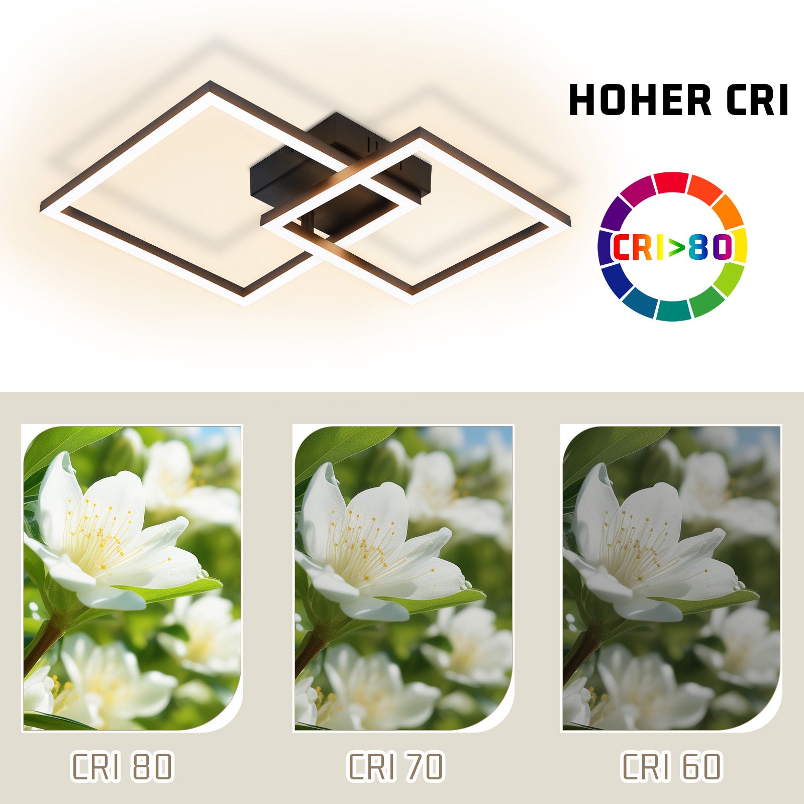 NETTLIFE Lampa sufitowa LED do salonu Lampa sufitowa do salonu - 20W ciepła biała Nowoczesna designerska lampa do sypialni w kolorze czarnym - 7