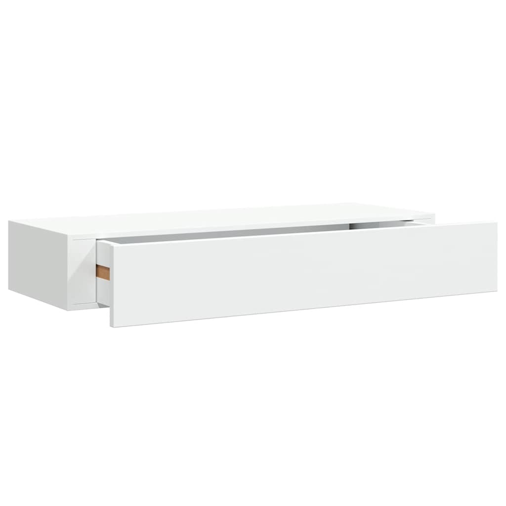 vidaXL Étagère à tiroir murale Blanc 60x23,5x10 cm MDF - 2