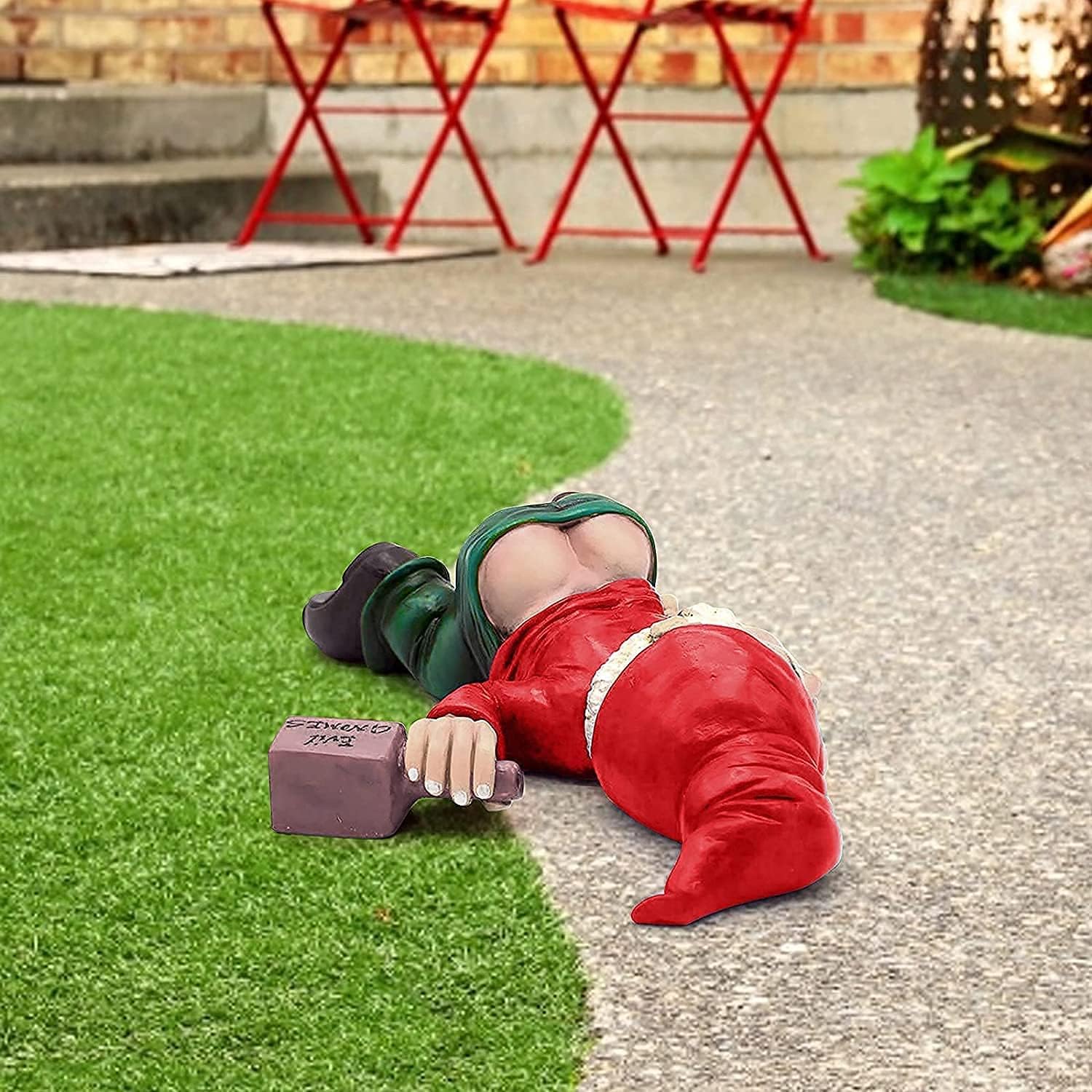 Gnomo de jardín, estatua de gnomo de jardín al aire libre, escultura de jardín, estatua de GNOME, adornos de jardín para interiores o exteriores (rojo - 4