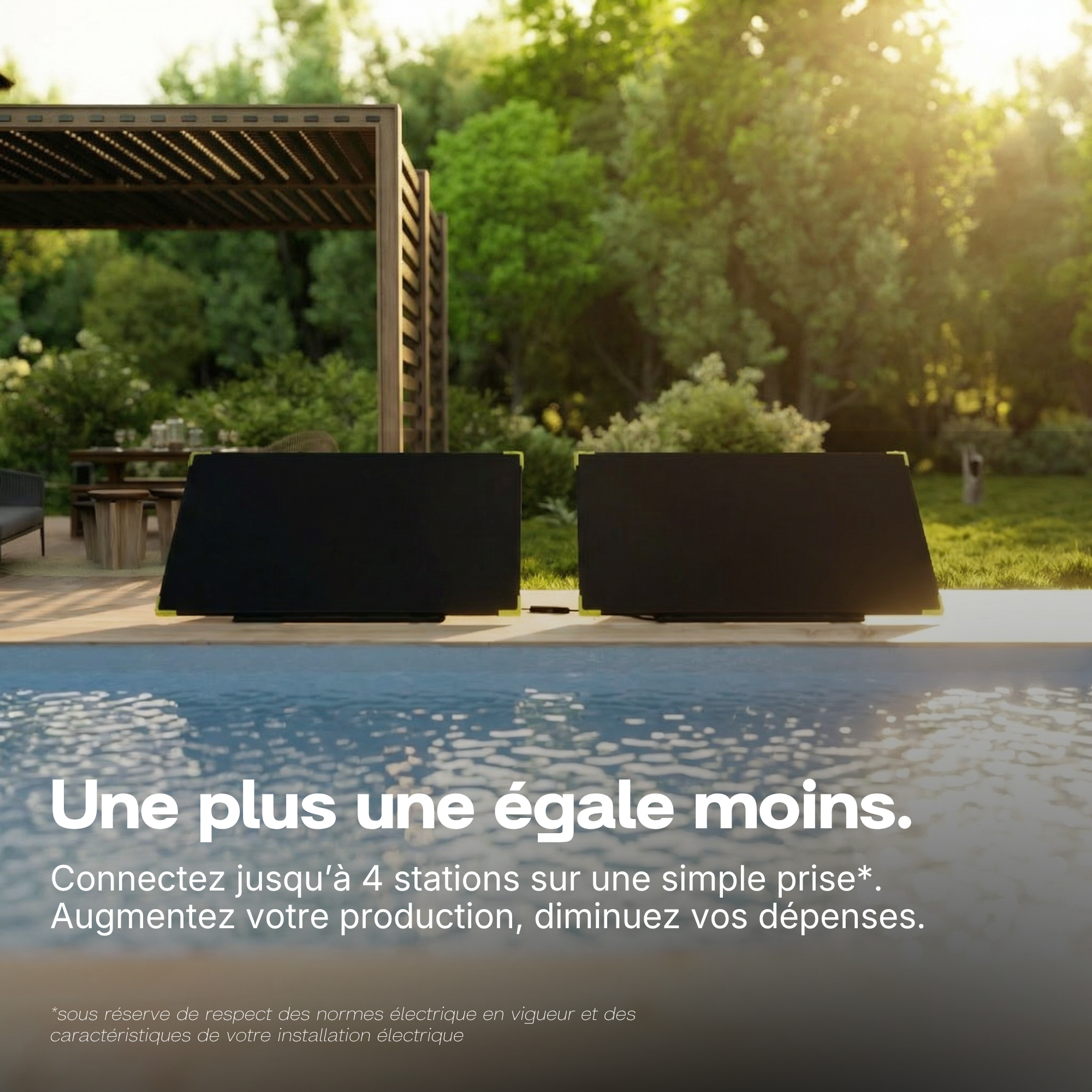 Sunology PLAY - Panneau solaire complet 480W bifacial – Station solaire livrée totalement assemblée – Installation au sol ou au mur - 4