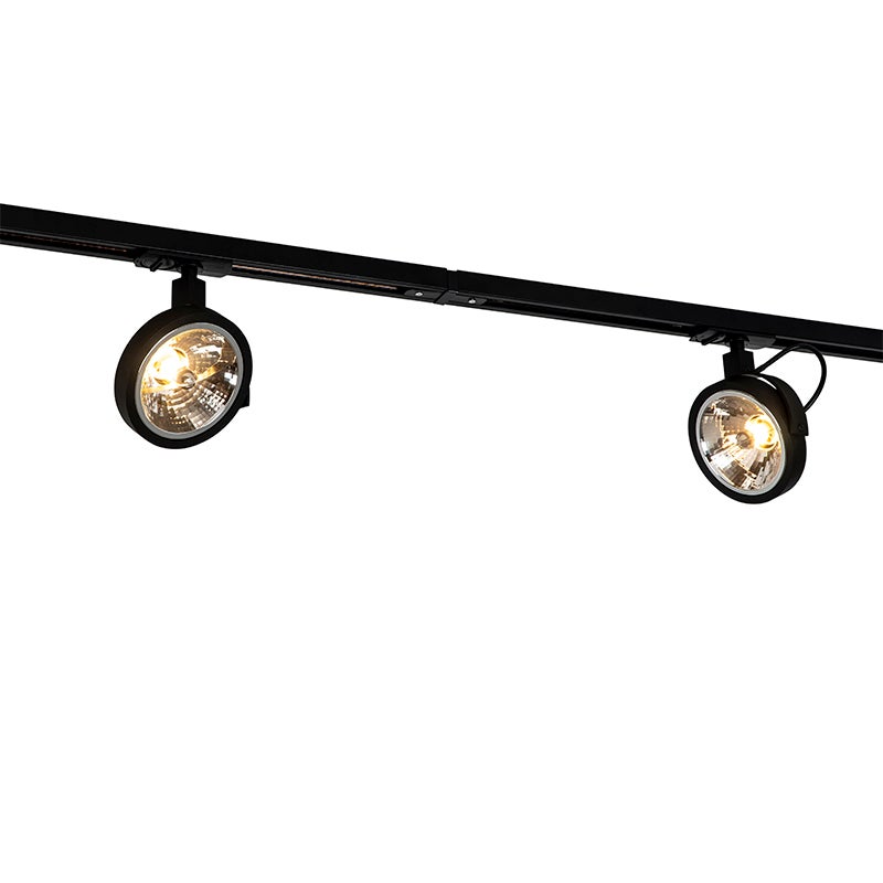 System szynowy z 5 reflektorami czarny 1-fazowy - Go