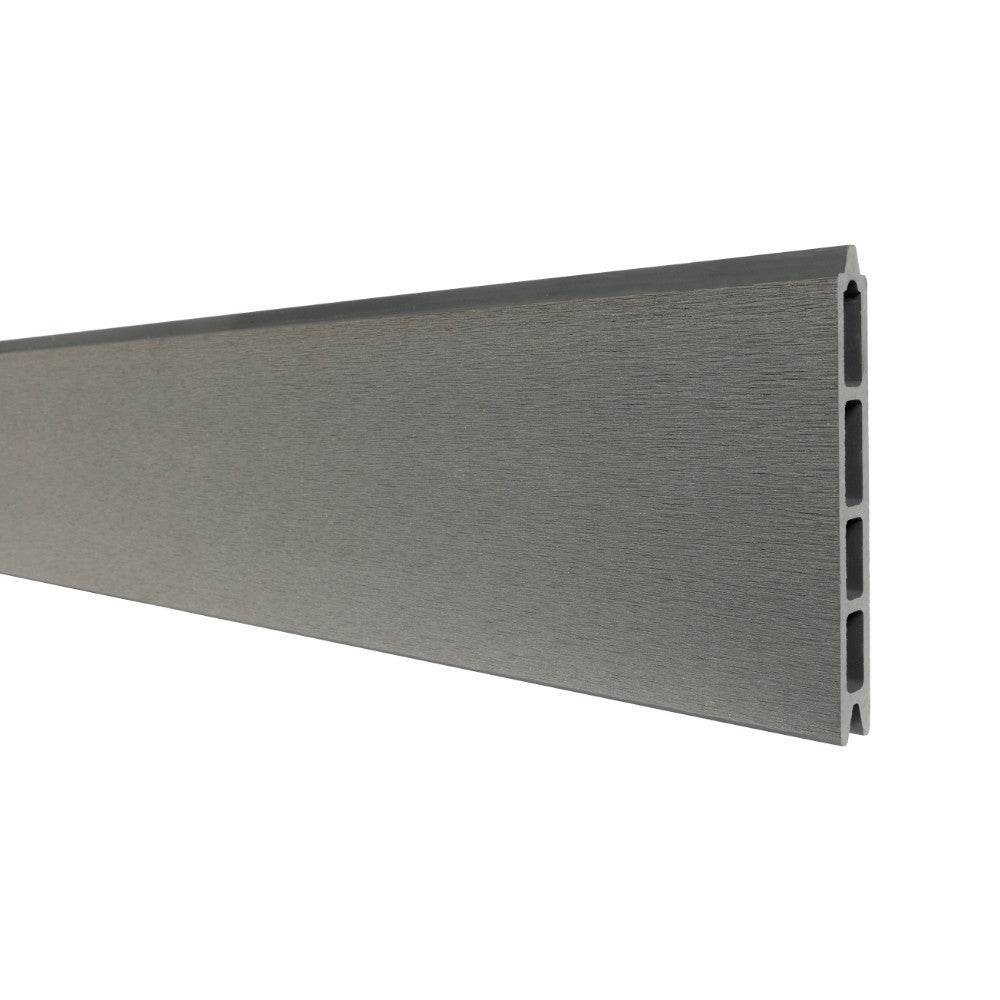 Kit Clôture Composite sur Muret RIO Platine 9x1,2m - Bois composite & Aluminium - Poteaux sur Platines Gris - Brise vue - 4